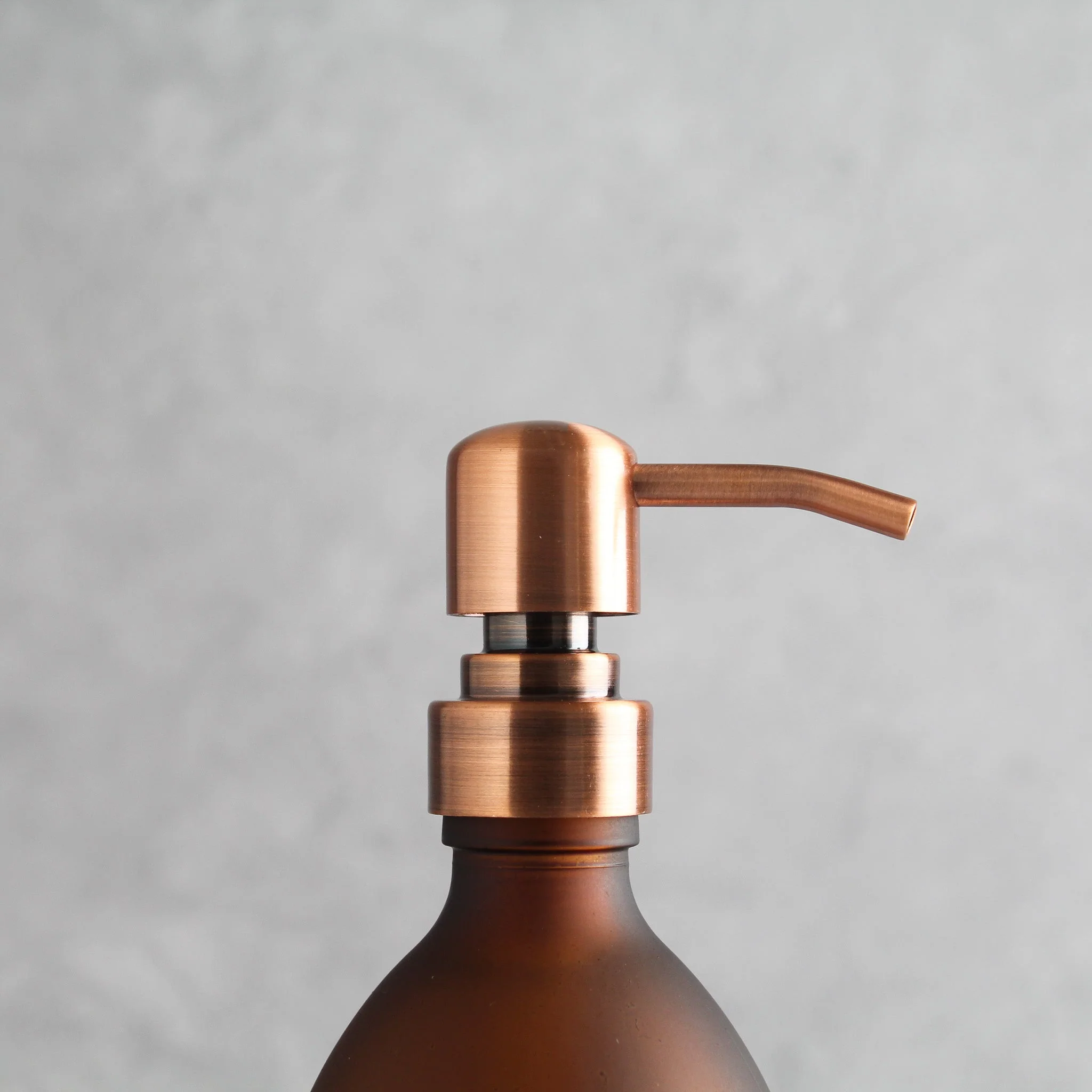 Frosted Amber Glass Dispenser Bottle With Rose Gold Pump - Image 7