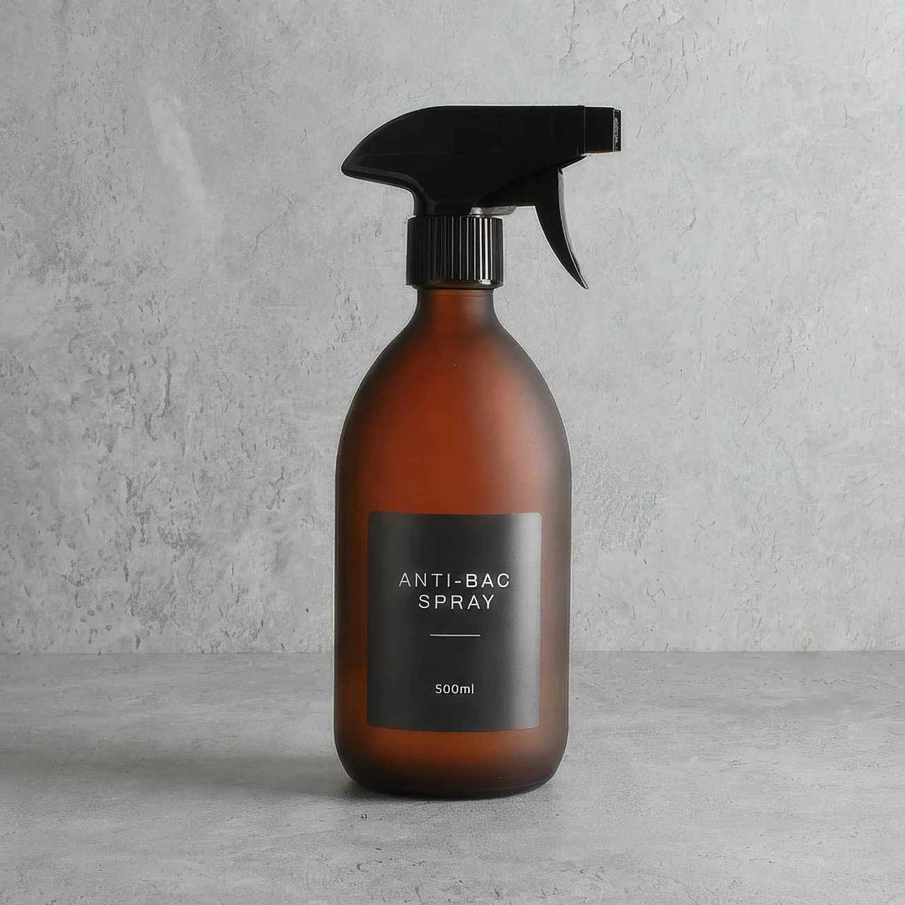 Frosted Amber Glass Spray Bottle With Label