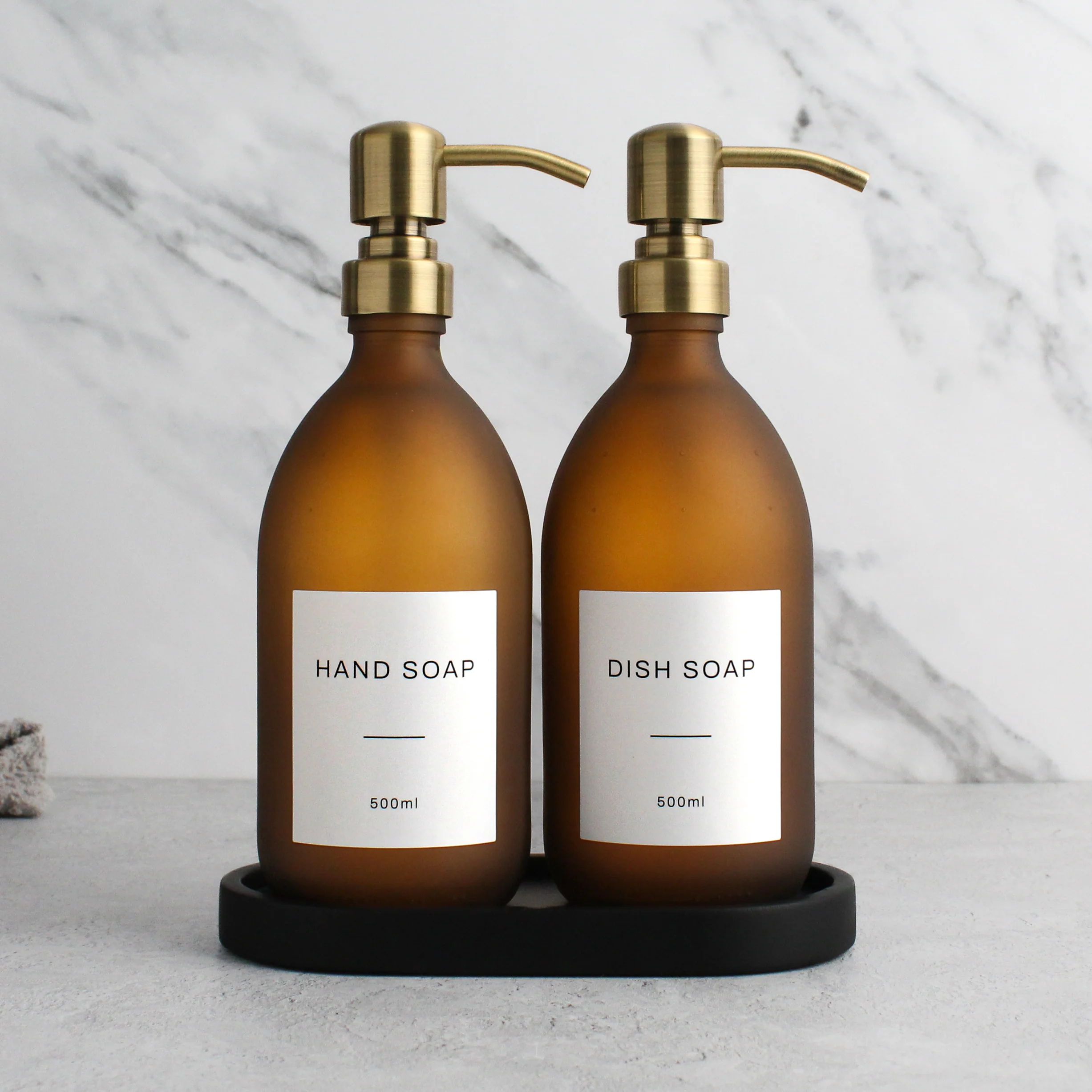 Hand Soap & Dish Soap Frosted Amber Glass Set - Image 9