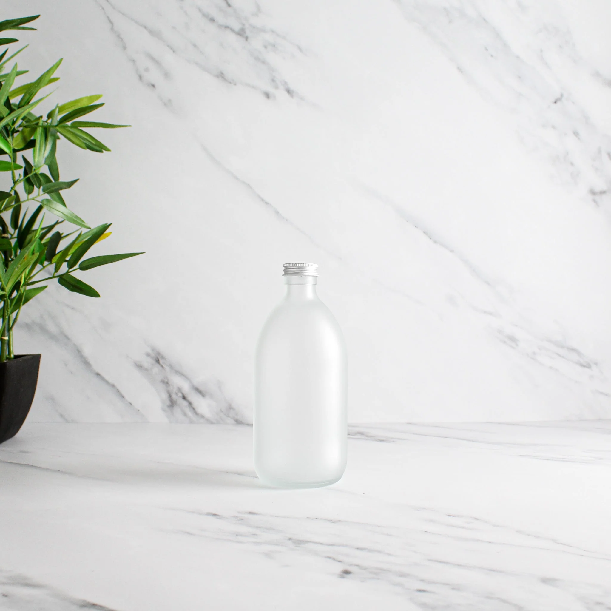 Frosted White Glass Bottle With Screw Cap - Image 3