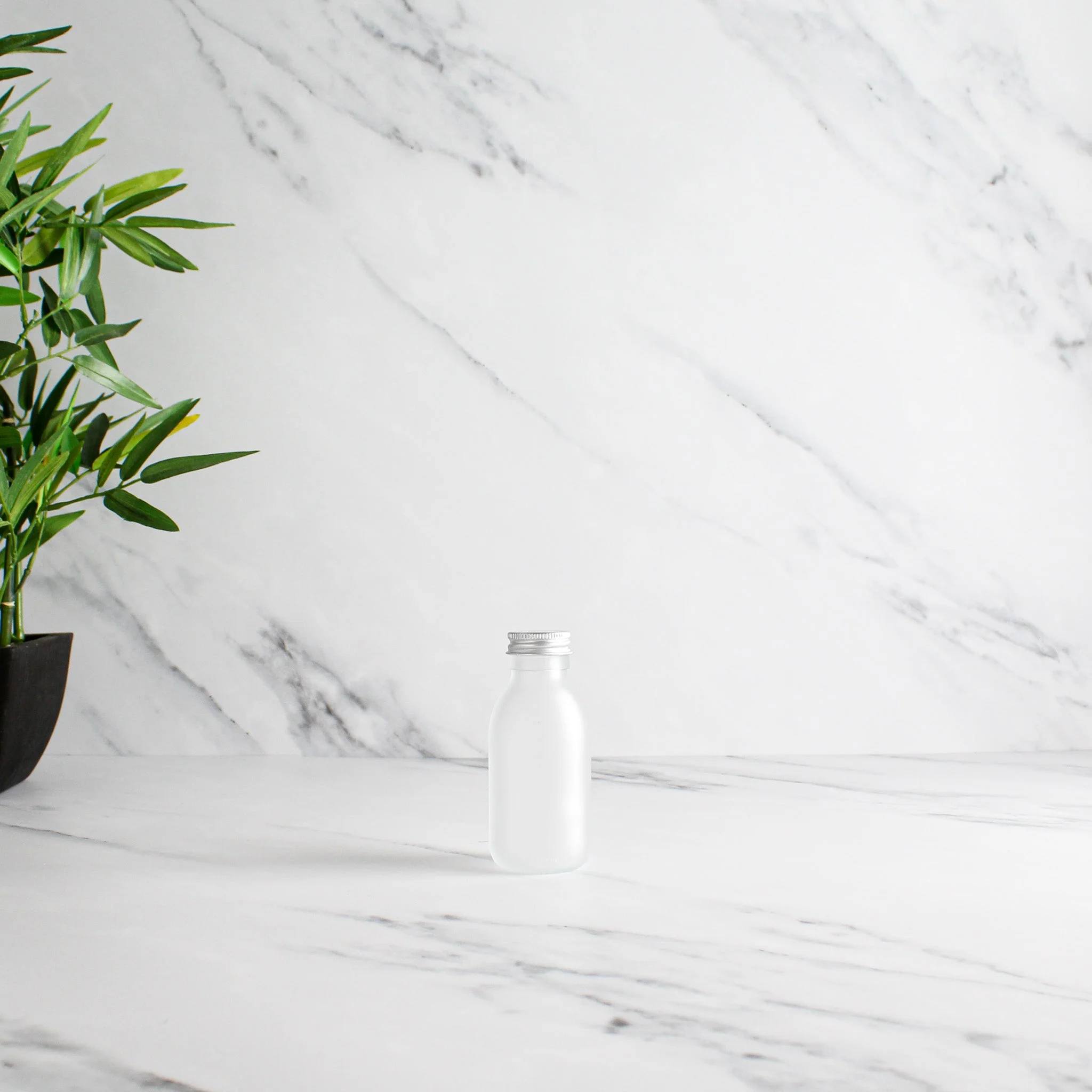Frosted White Glass Bottle With Screw Cap - Image 5
