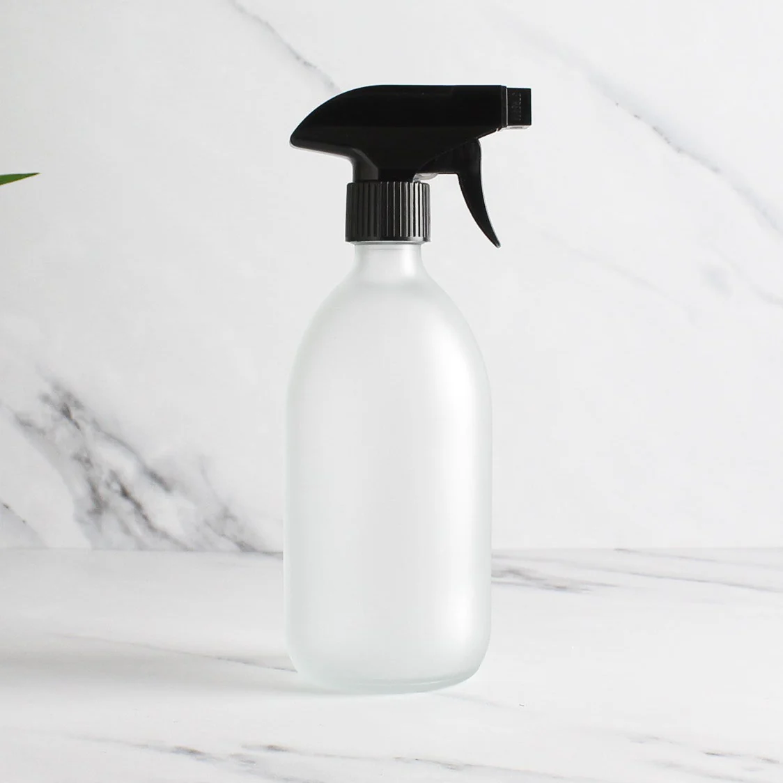 Frosted White Glass Spray Bottle With Label - Image 2