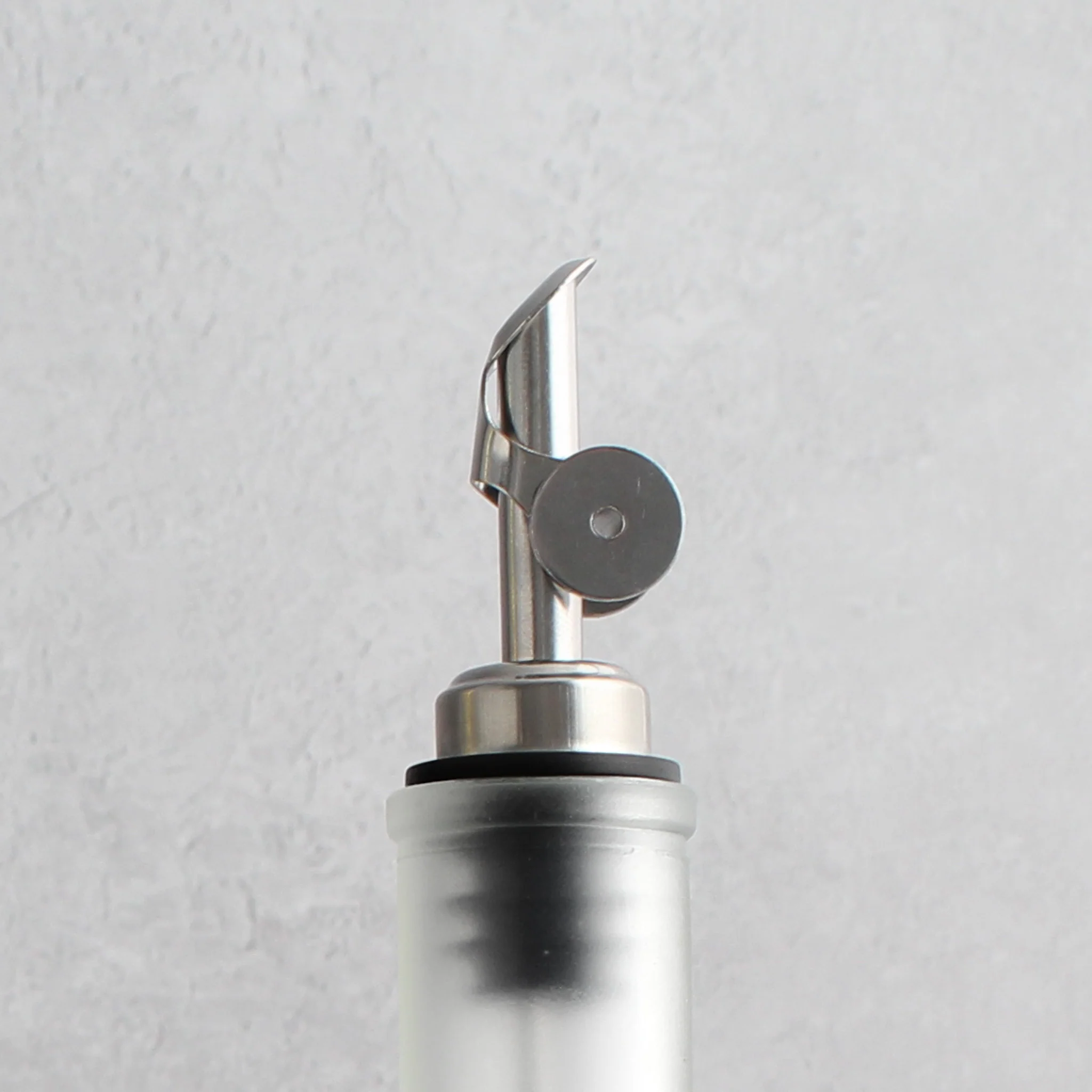 Frosted White Glass Tall Neck Oil Bottle With Label - Image 5