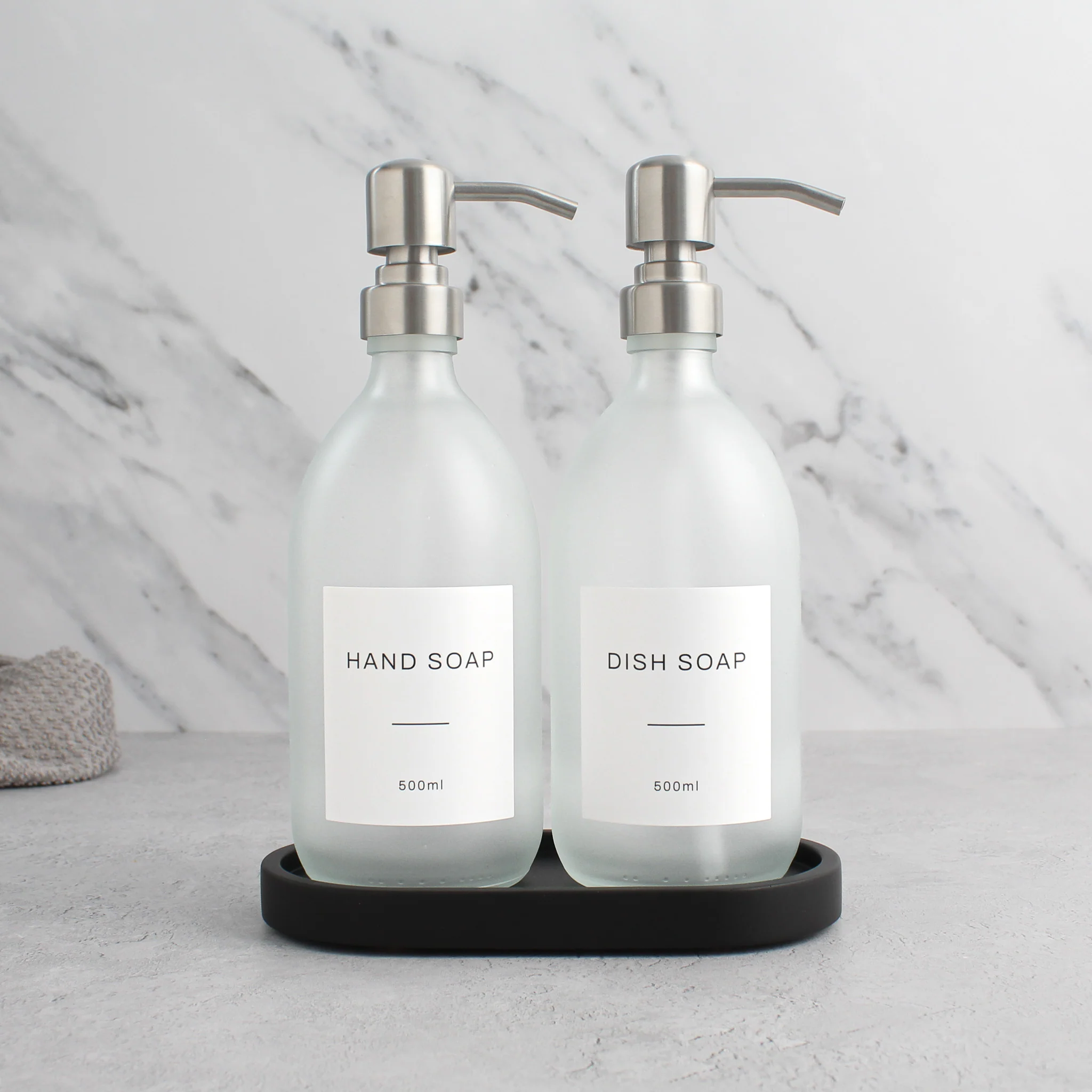 Hand Soap & Dish Soap Frosted White Glass Set - Image 11