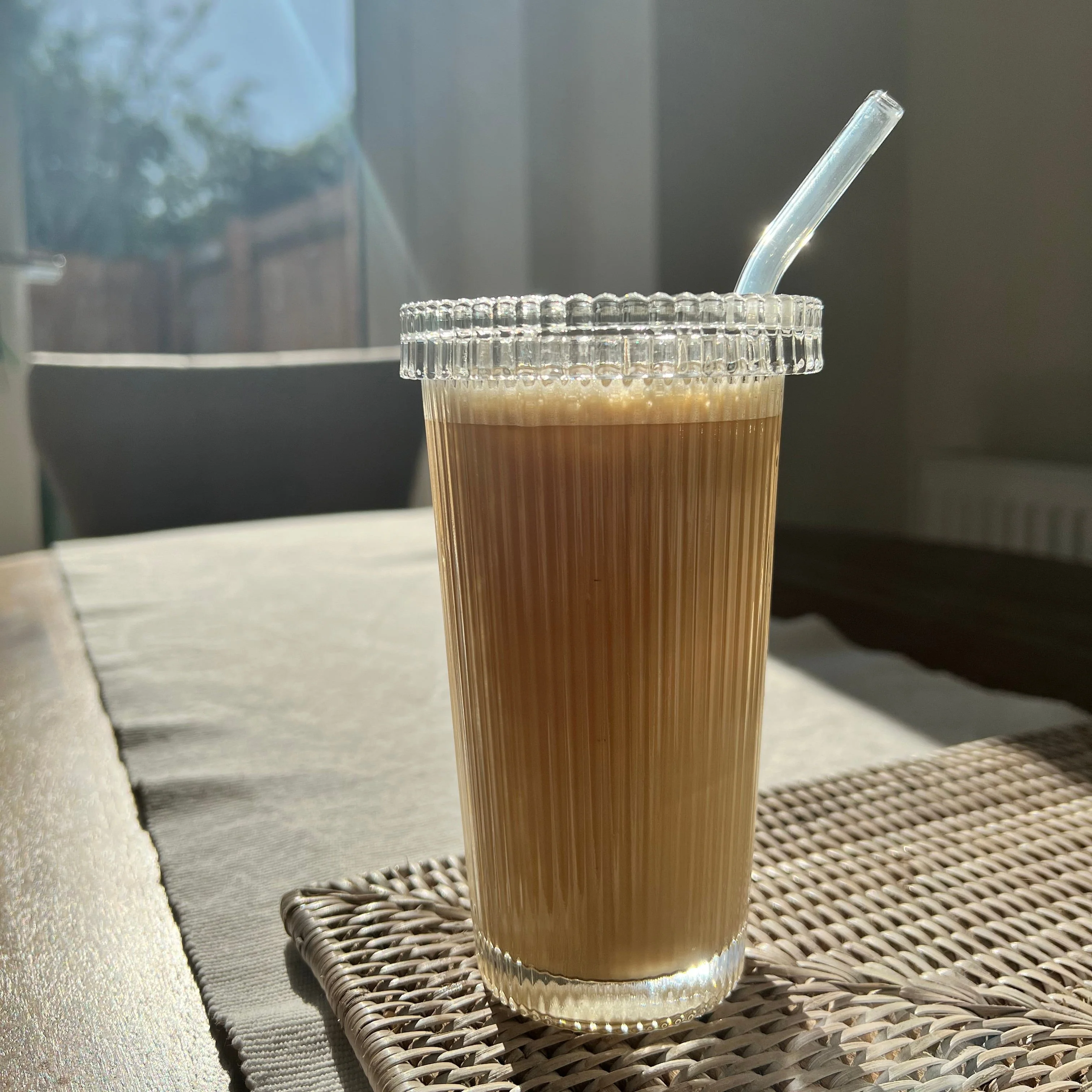 Glass Coffee Cup With Straw - Image 3