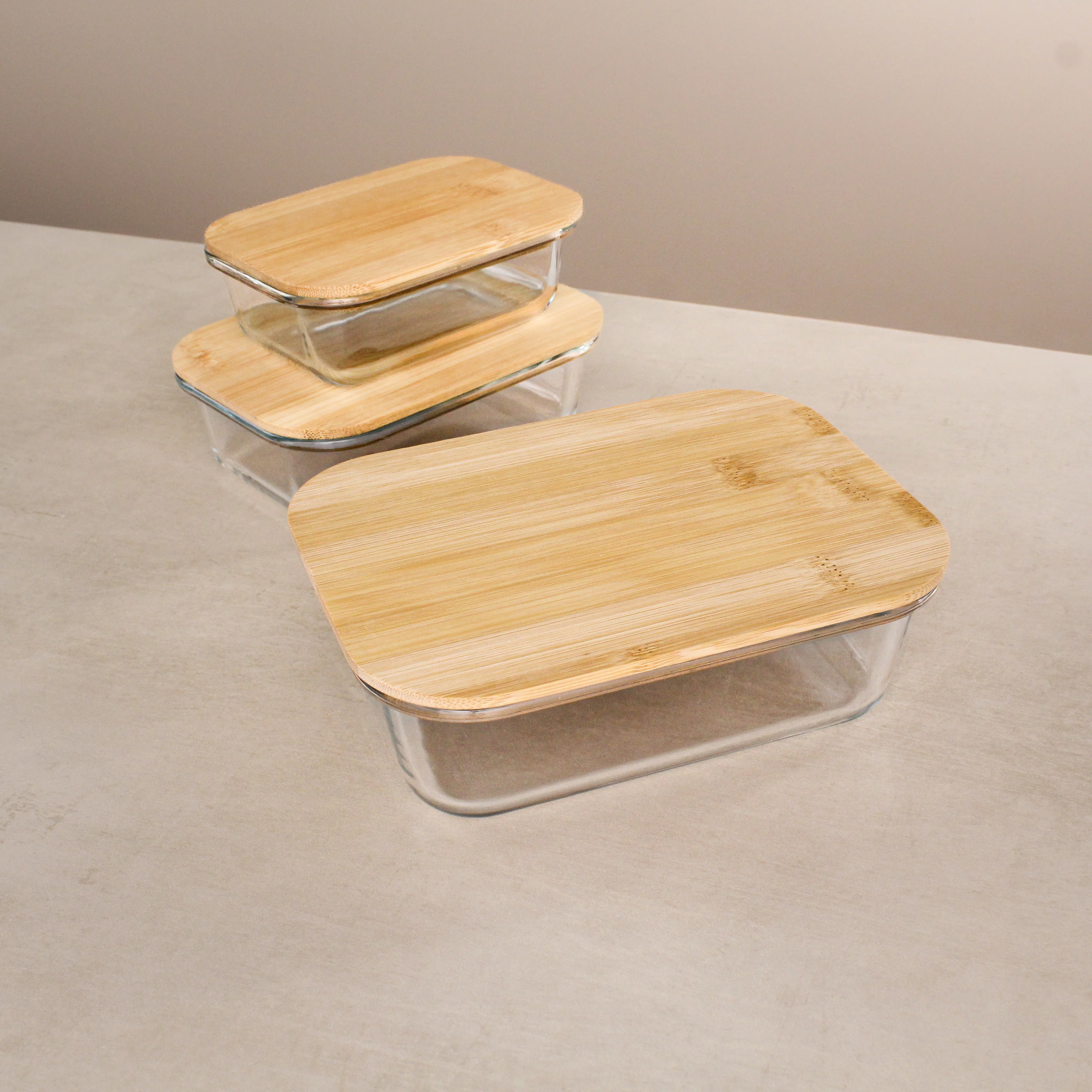 Glass Food Container Set with Bamboo Lids - Image 4