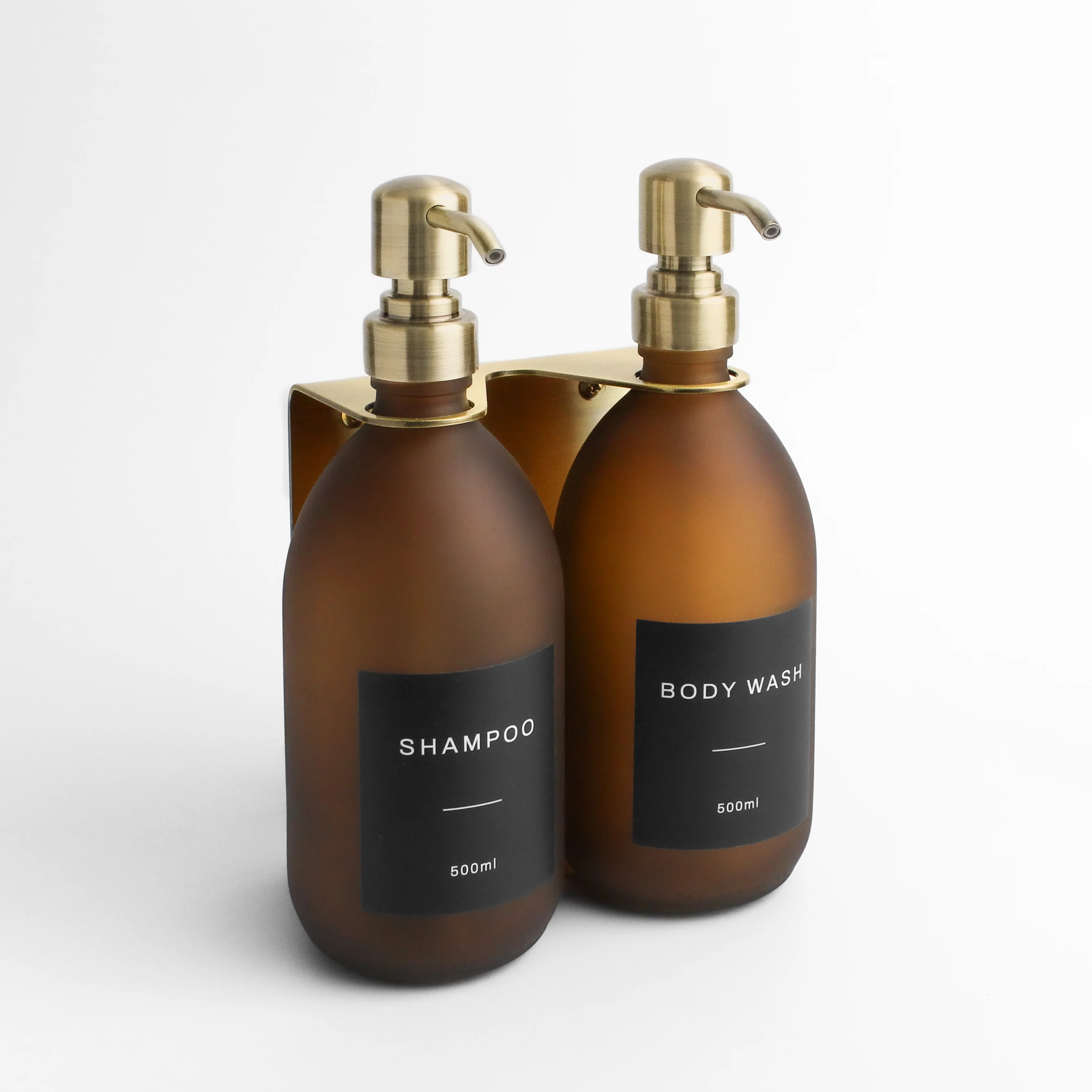 Gold Wall Bracket & Frosted Amber Glass Dispenser Set - Image 8