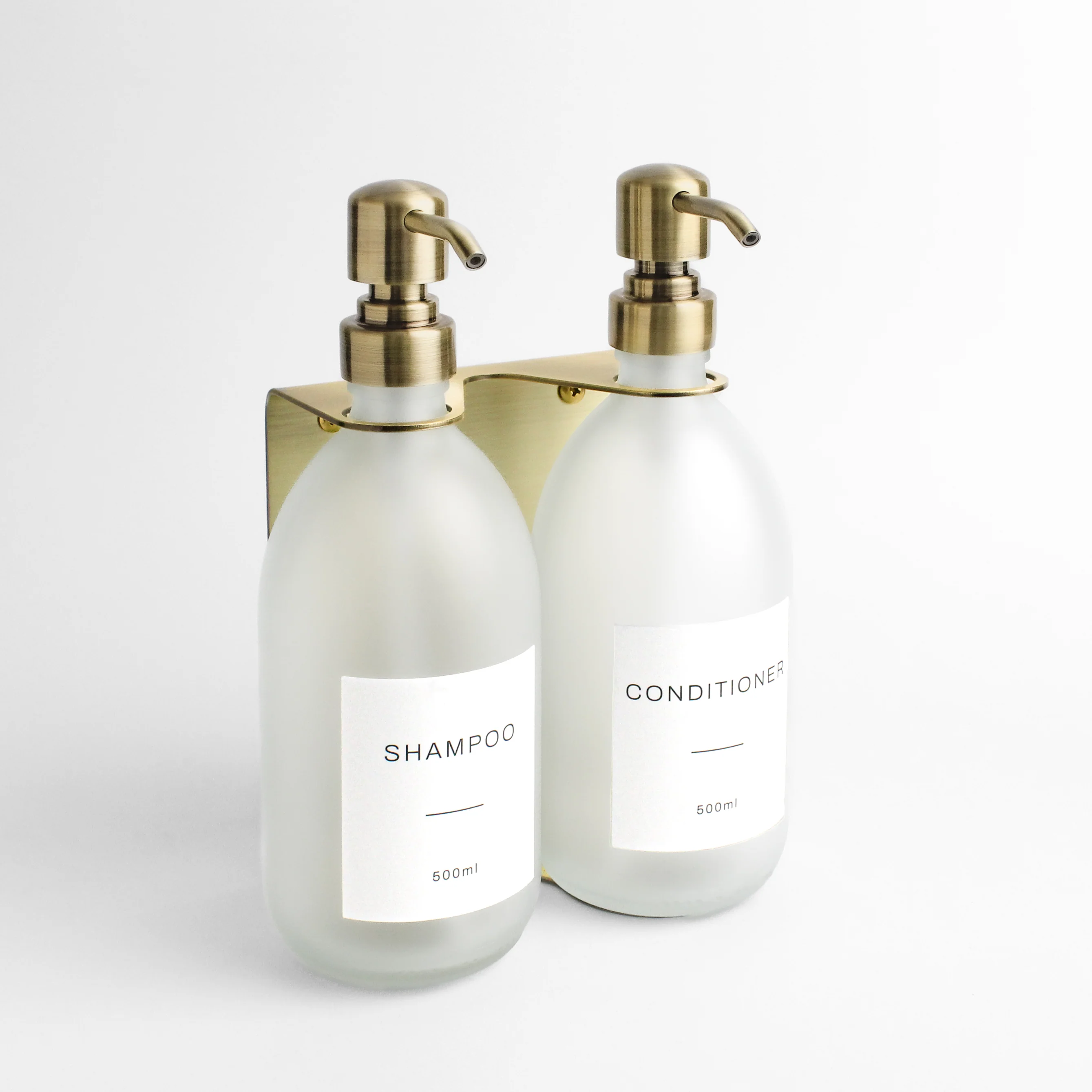 Gold Wall Bracket & Frosted White Glass Dispenser Set - Image 3