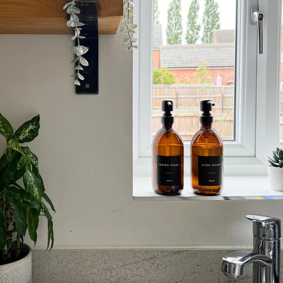 Hand Soap & Dish Soap Amber Glass Set - Image 3