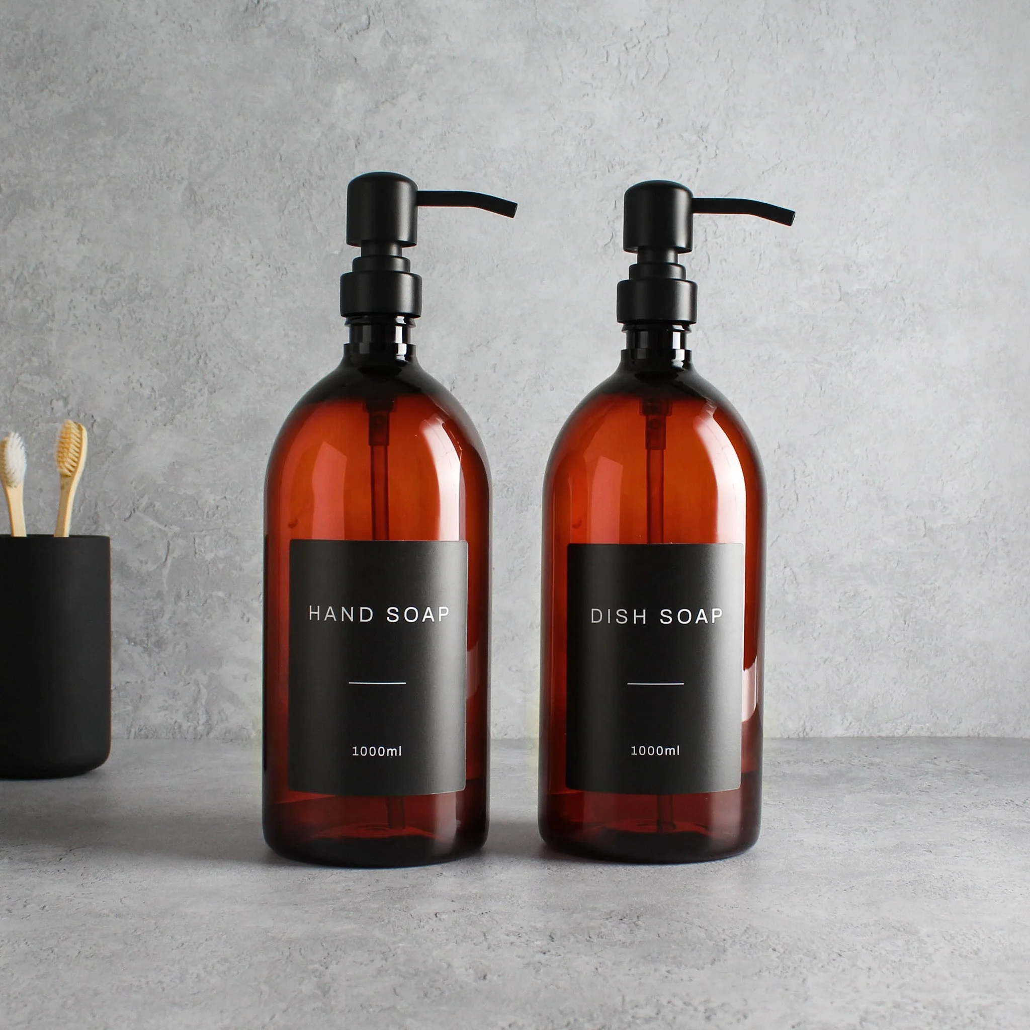 Hand Soap & Dish Soap Amber Plastic Set - Image 3