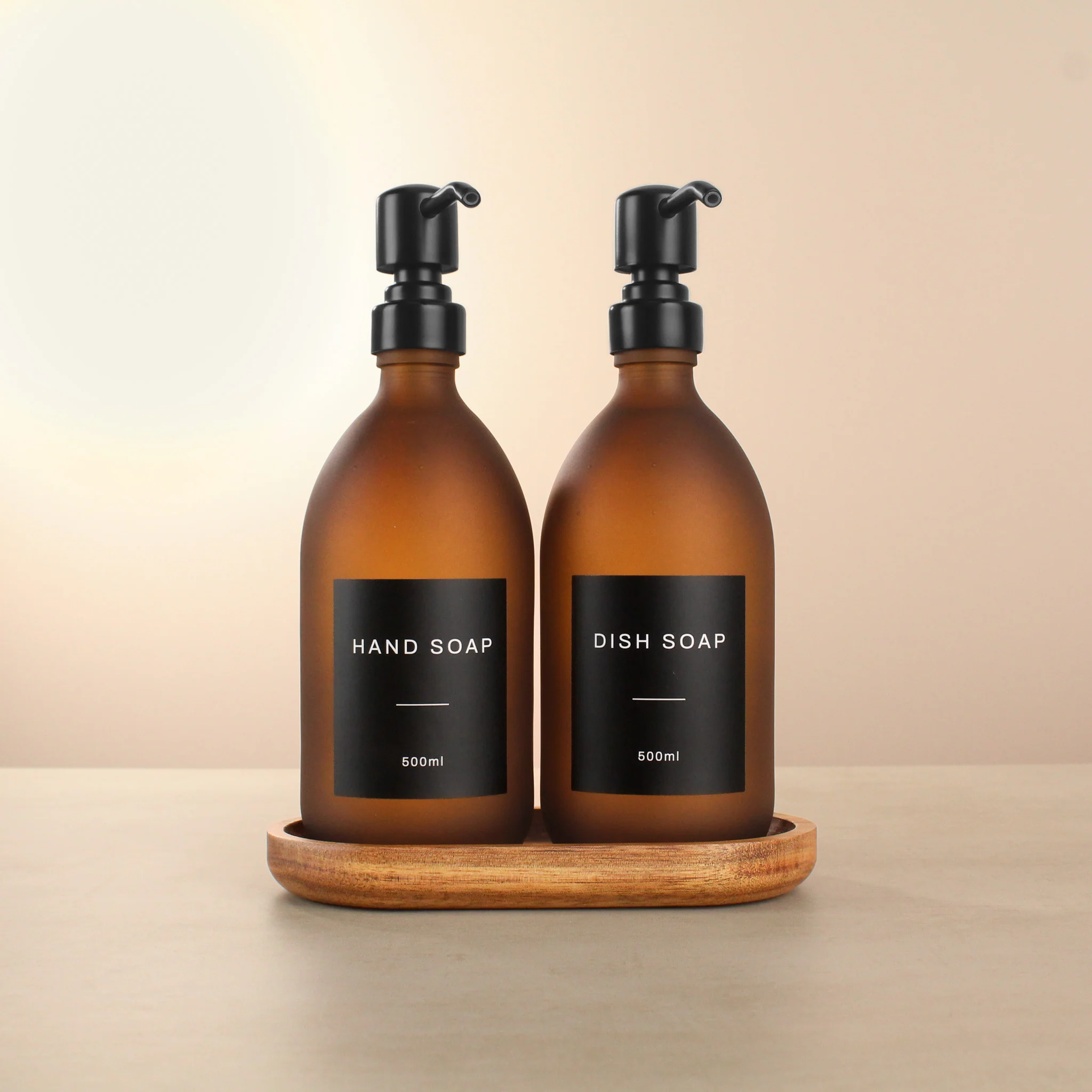 Hand Soap & Dish Soap Frosted Amber Glass Set - Image 11