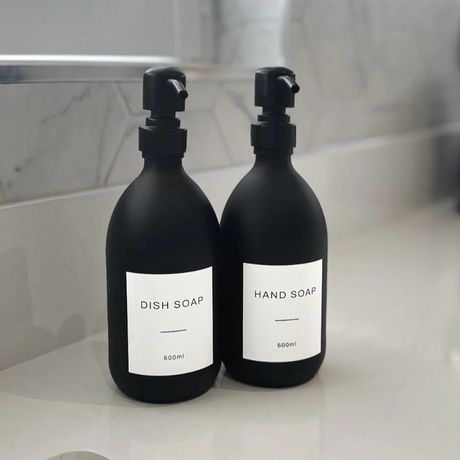 Hand Soap & Dish Soap Matte Black Glass Set - Image 18