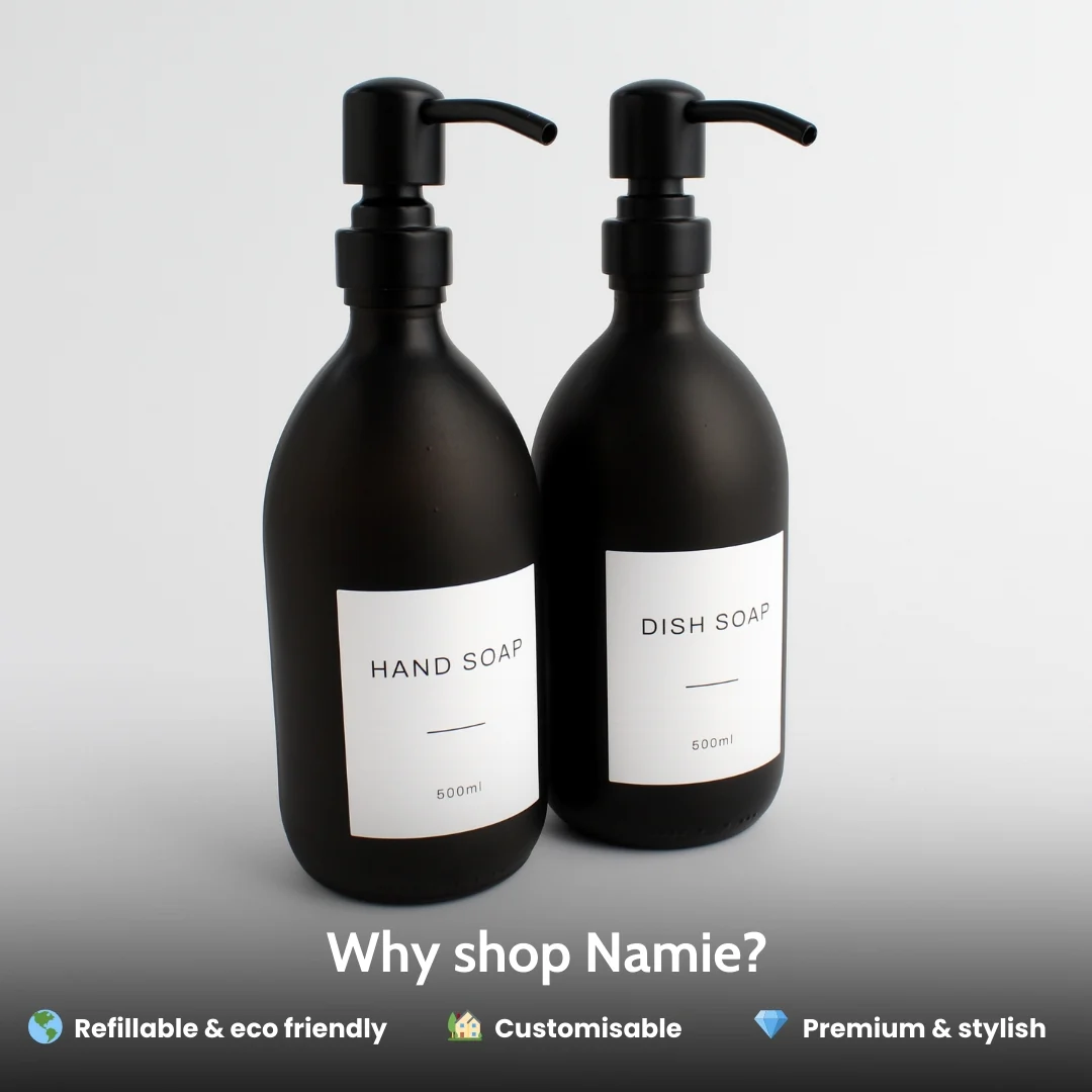 Hand Soap & Dish Soap Matte Black Glass Set - Image 3