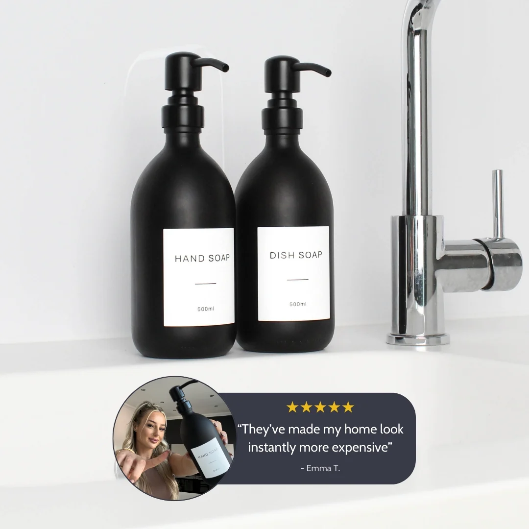 Hand Soap & Dish Soap Matte Black Glass Set - Image 4