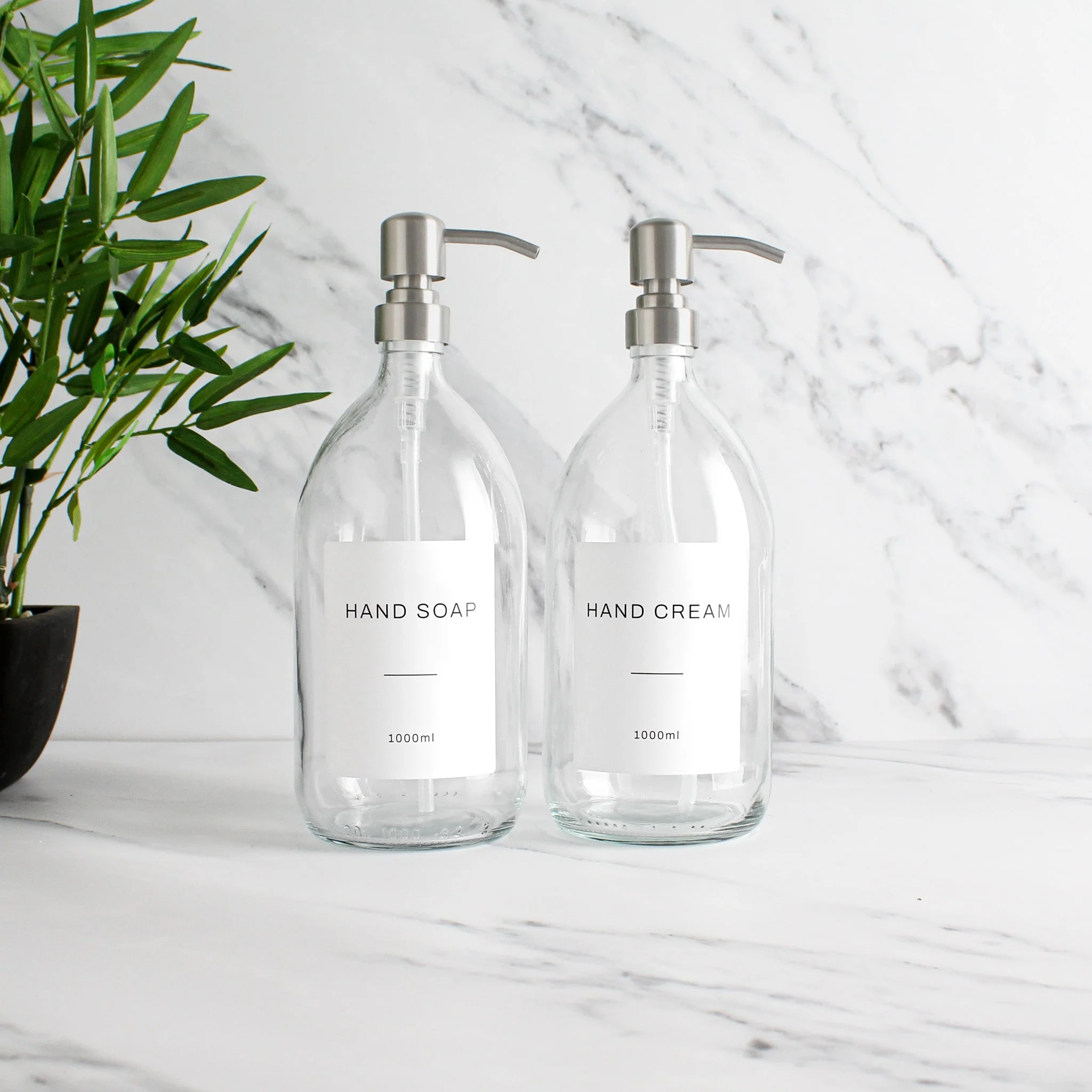 Hand Soap & Hand Cream Clear Glass Set - Image 3