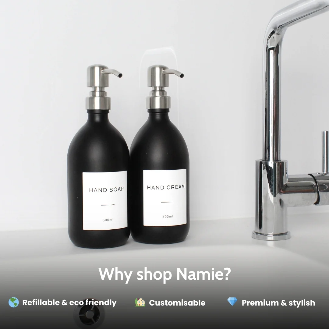 Hand Soap & Hand Cream Matte Black Glass Set - Image 3