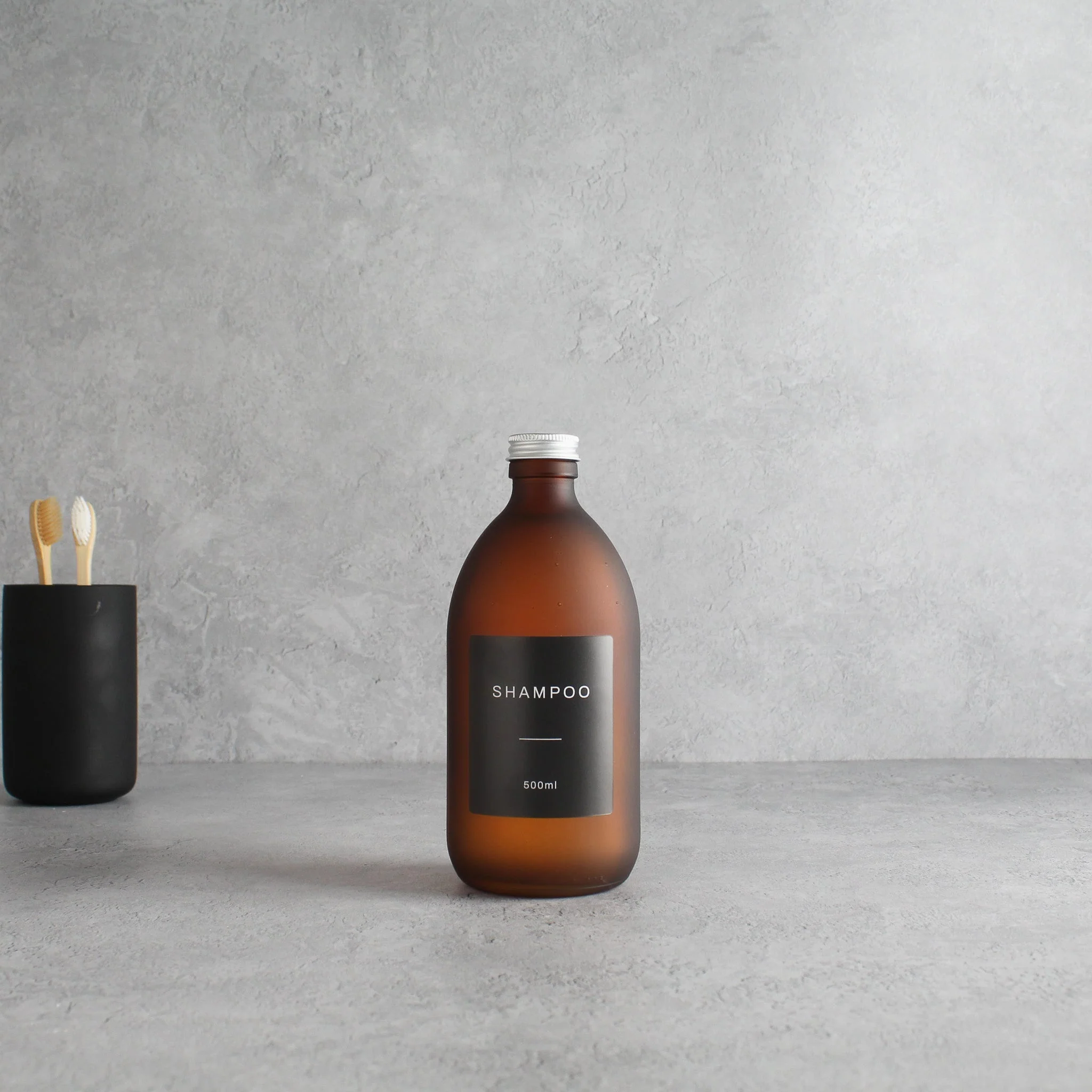 Labelled Frosted Amber Glass Bottle With Screw Cap - Image 3