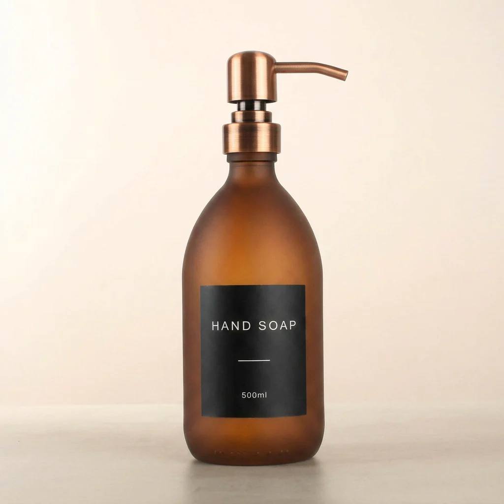 500ml Labelled Frosted Amber Glass Dispenser - Image 10