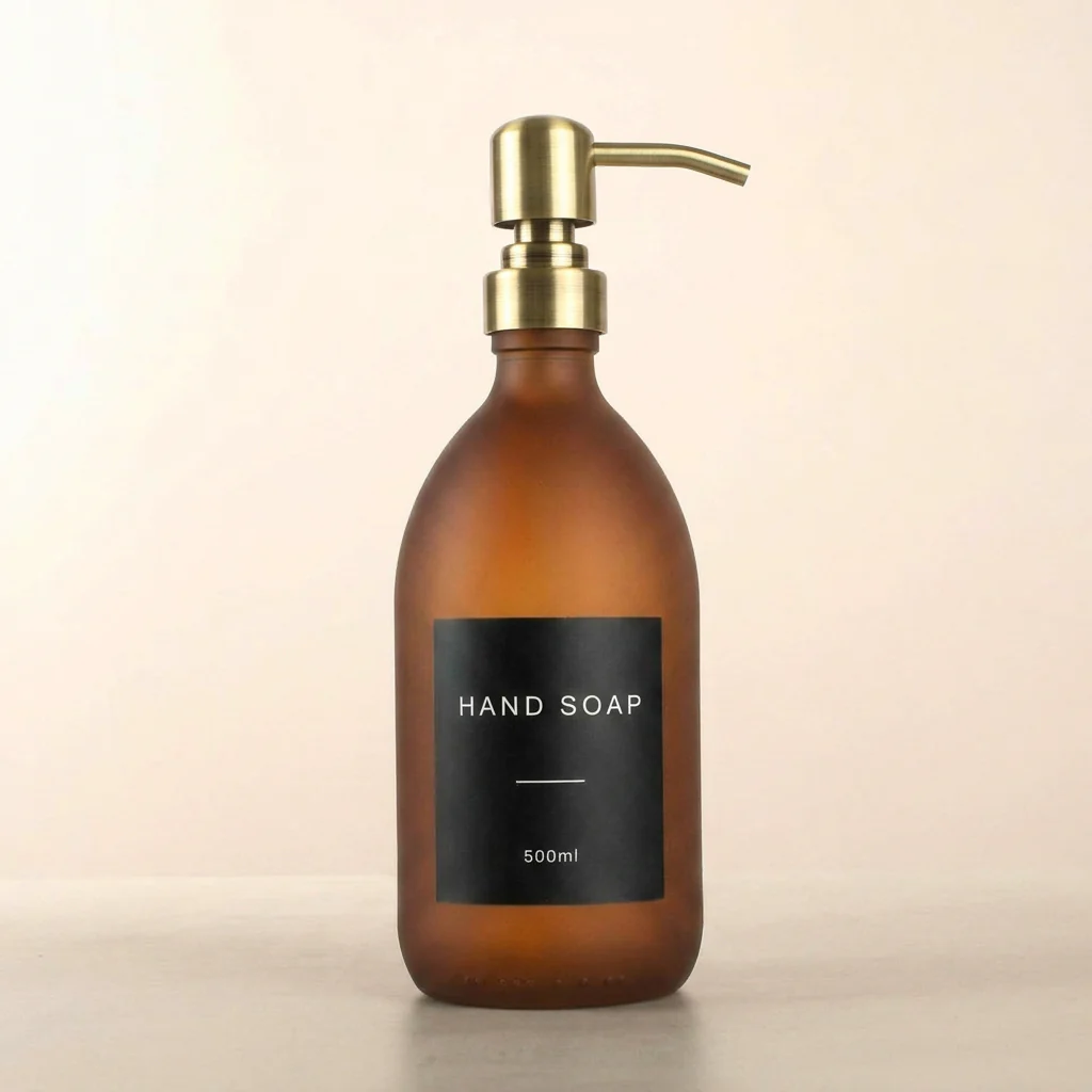 500ml Labelled Frosted Amber Glass Dispenser - Image 8