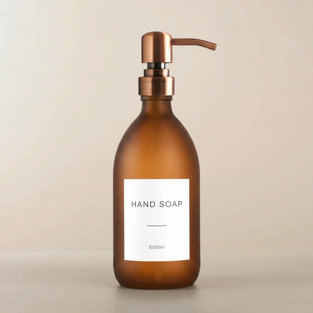 500ml Labelled Frosted Amber Glass Dispenser - Image 10
