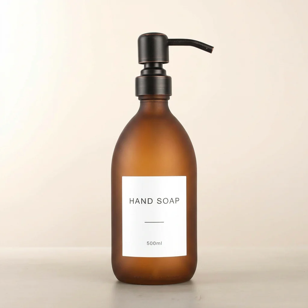 500ml Labelled Frosted Amber Glass Dispenser - Image 11