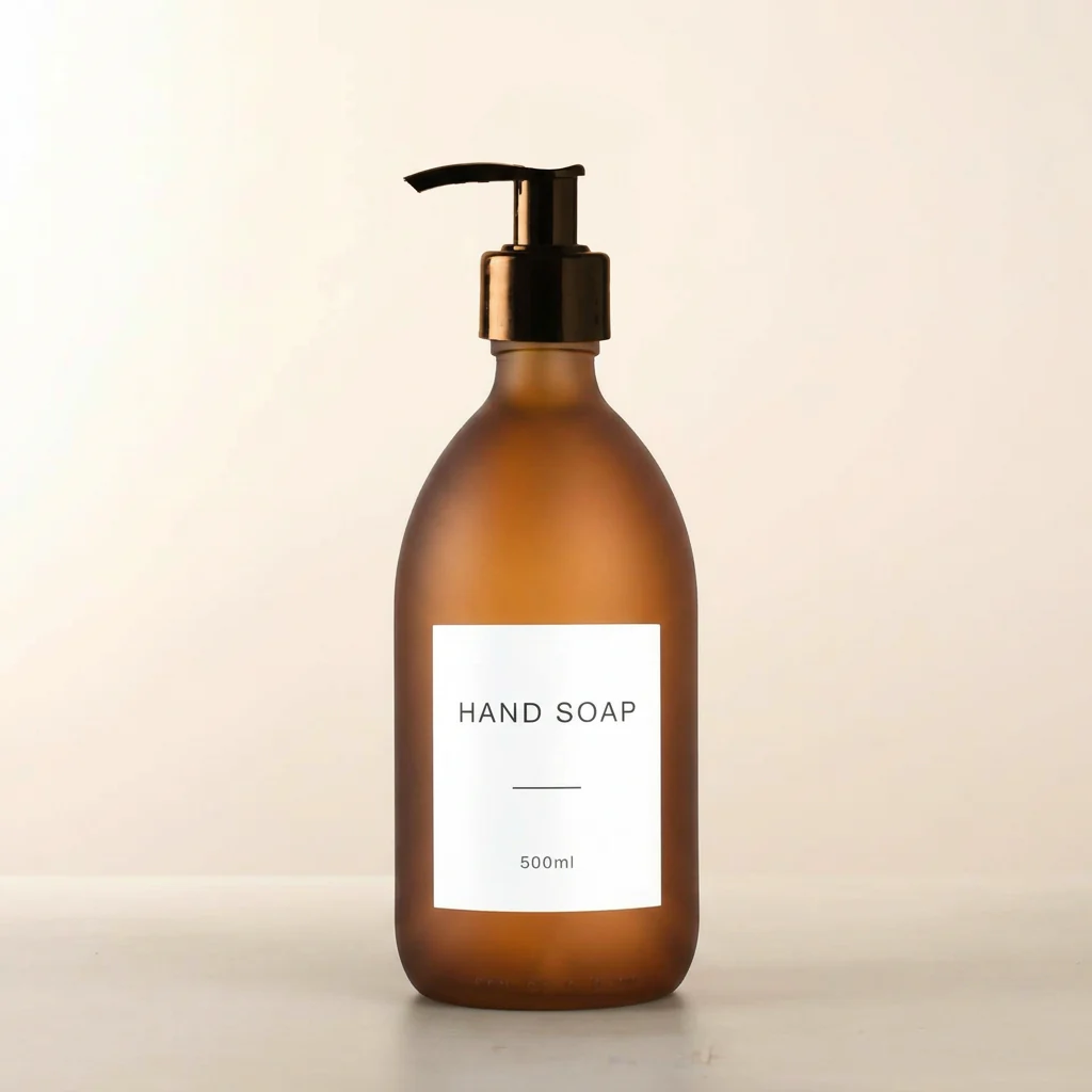500ml Labelled Frosted Amber Glass Dispenser - Image 12