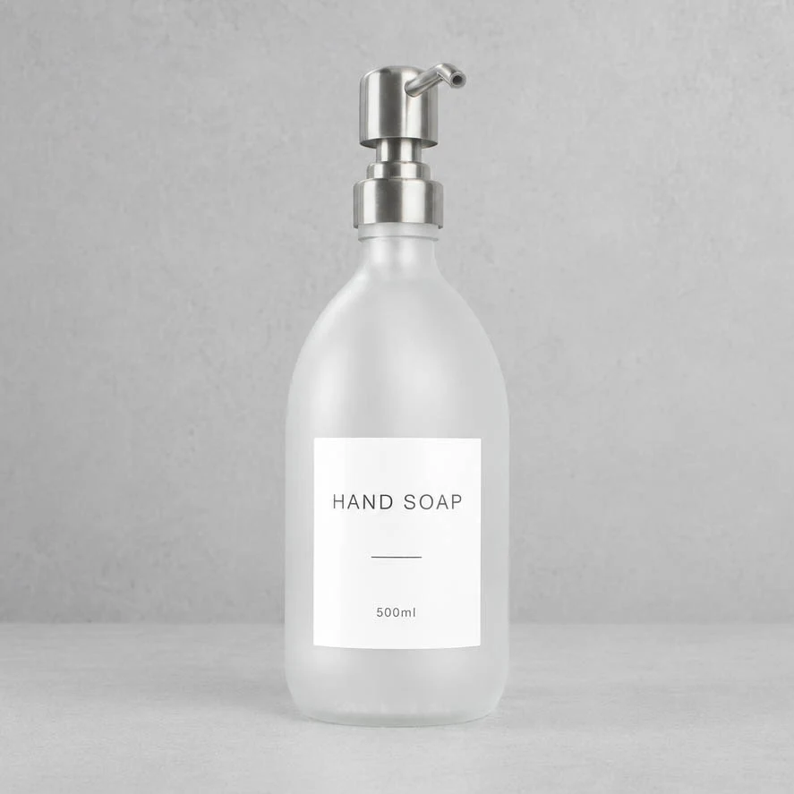 500ml Labelled Frosted White Glass Dispenser