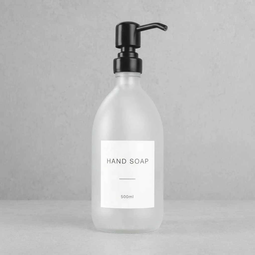 500ml Labelled Frosted White Glass Dispenser - Image 12