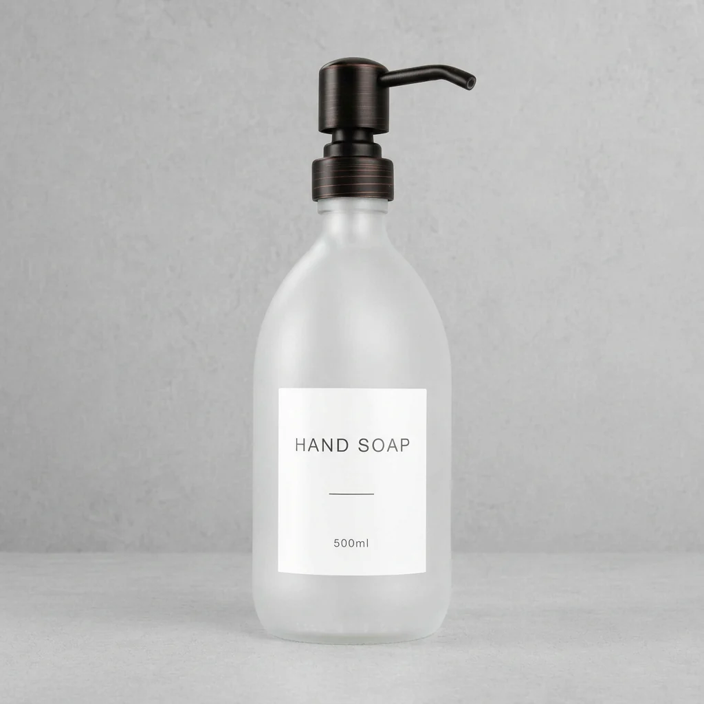 500ml Labelled Frosted White Glass Dispenser - Image 14