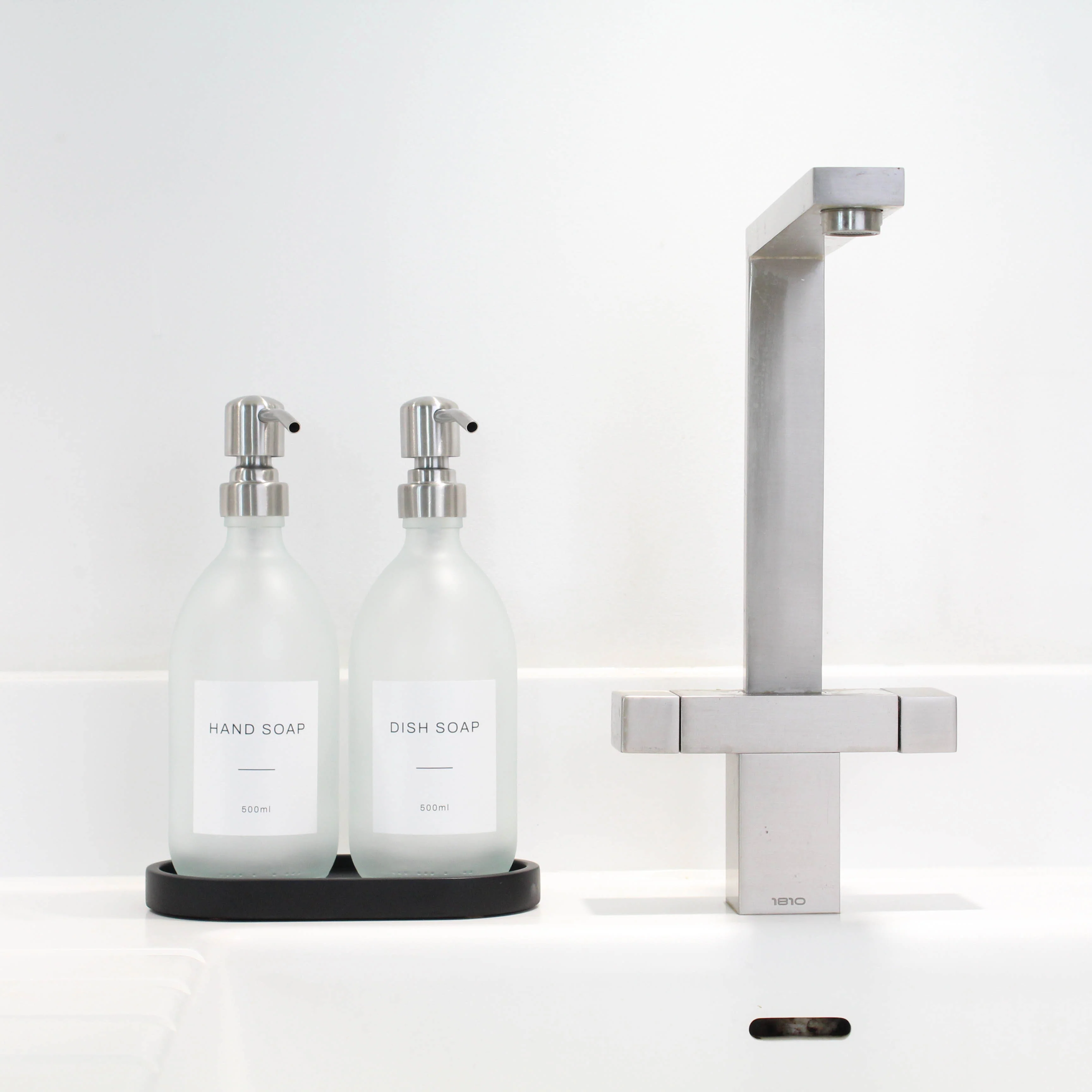 Hand Soap & Dish Soap Frosted White Glass Set - Image 4