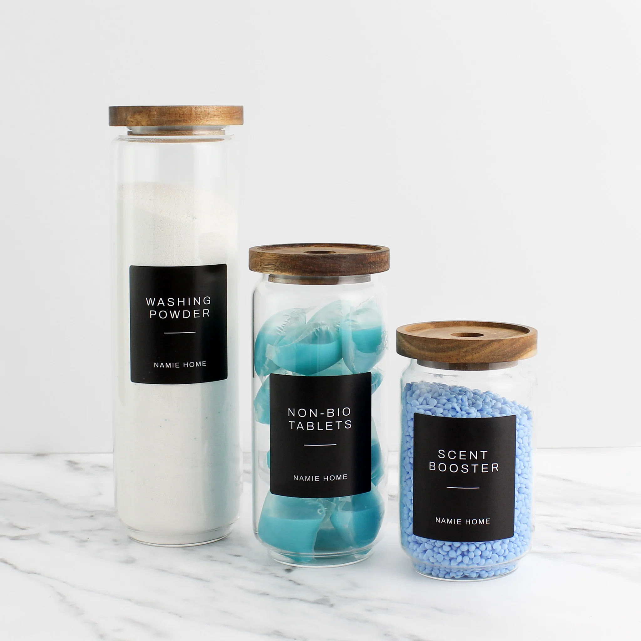 Glass Storage Jar With Acacia Lid For Laundry - Image 5