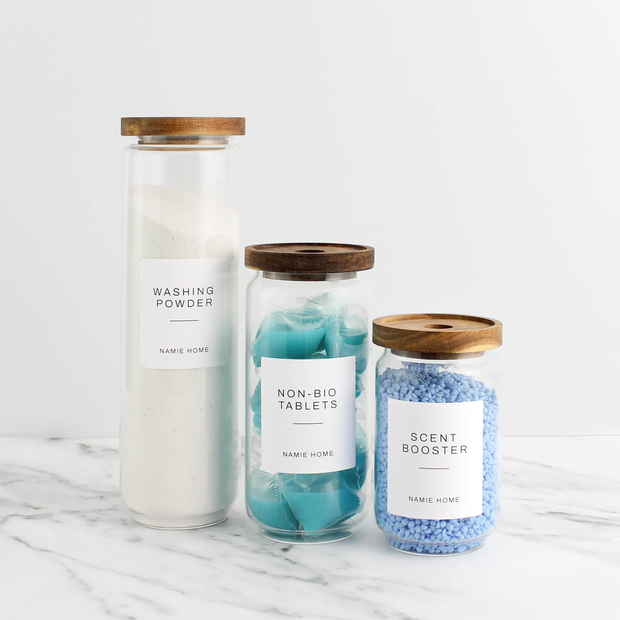 Glass Storage Jar With Acacia Lid For Laundry - Image 6