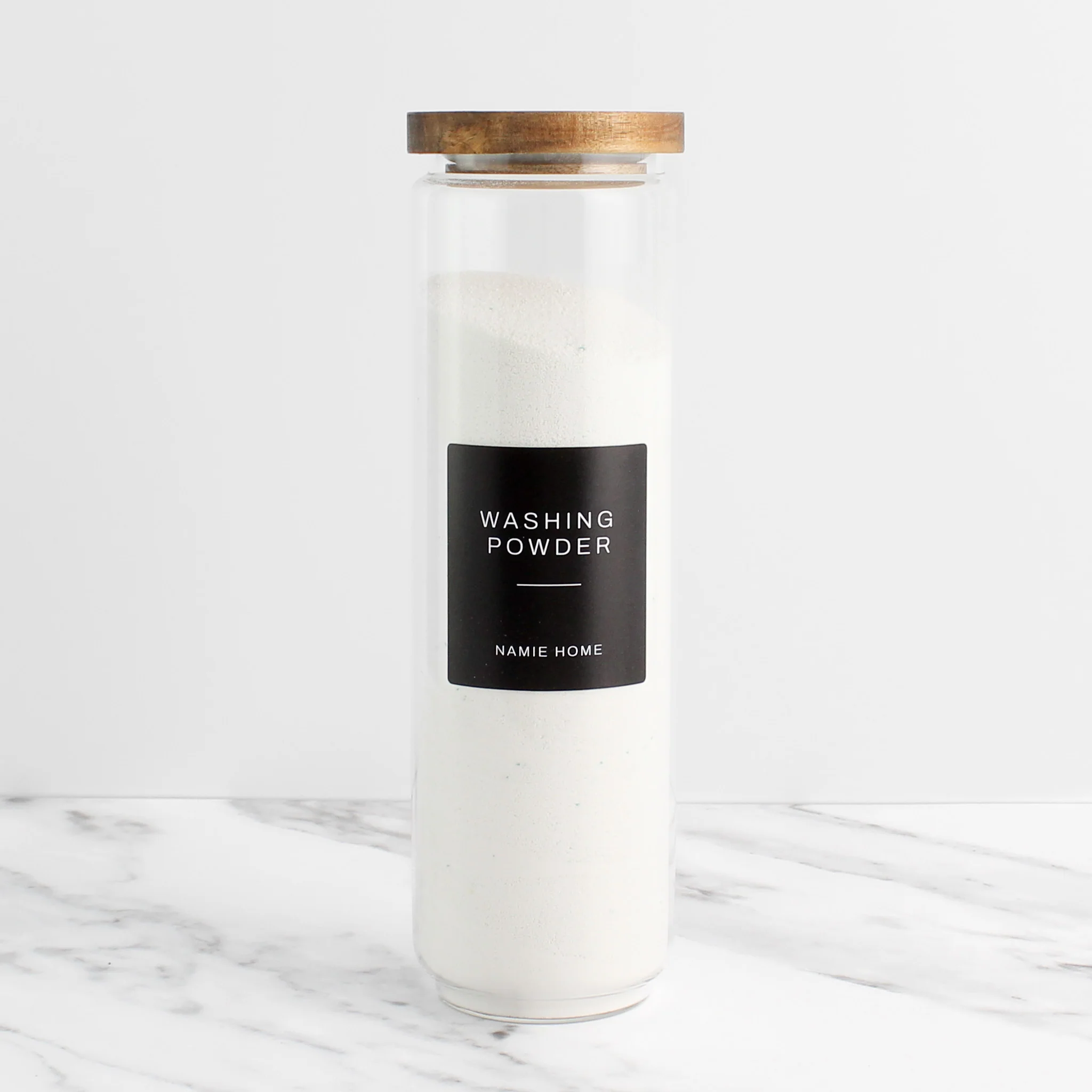 Glass Storage Jar With Acacia Lid For Laundry - Image 9