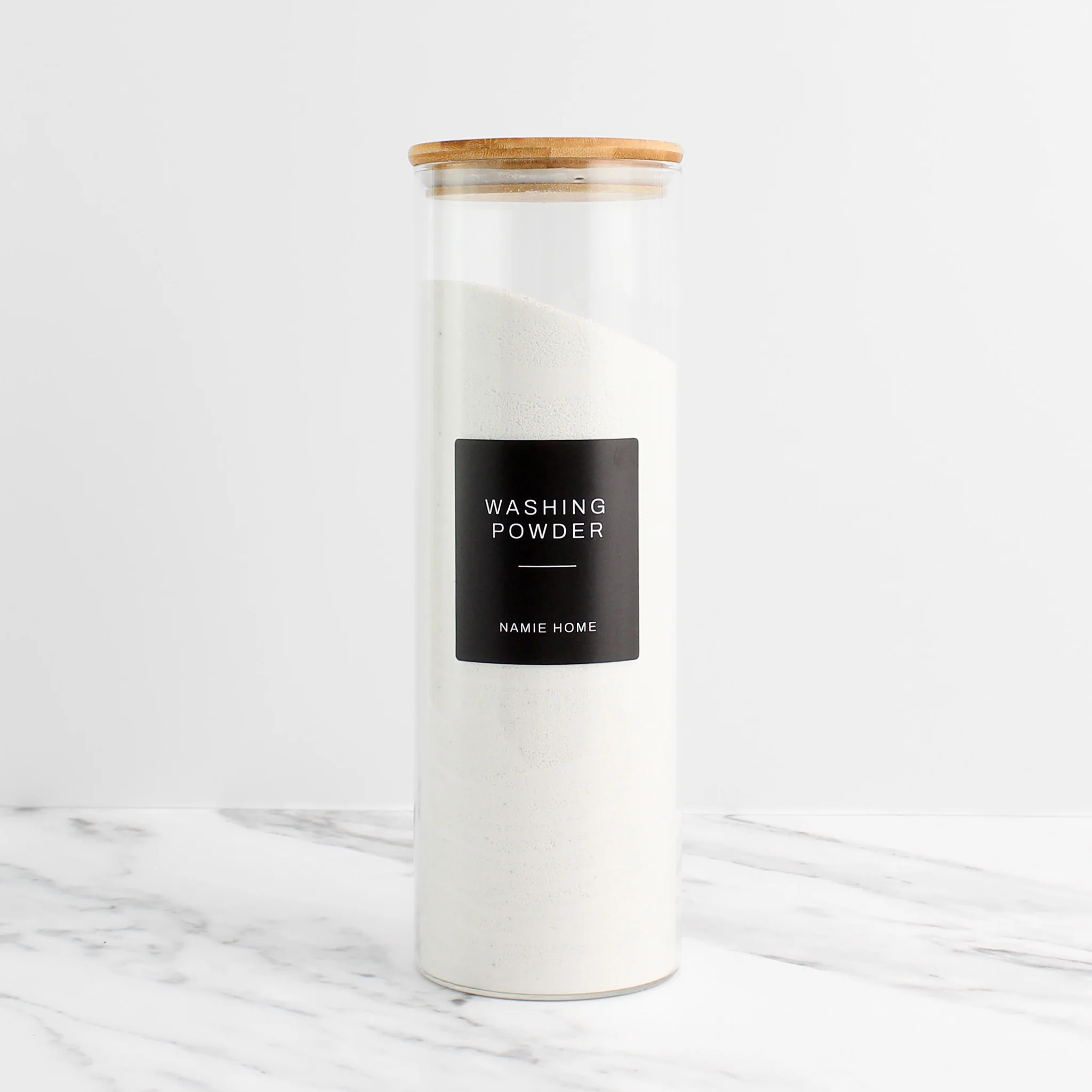 Glass Storage Jar With Bamboo Lid For Laundry - Image 5