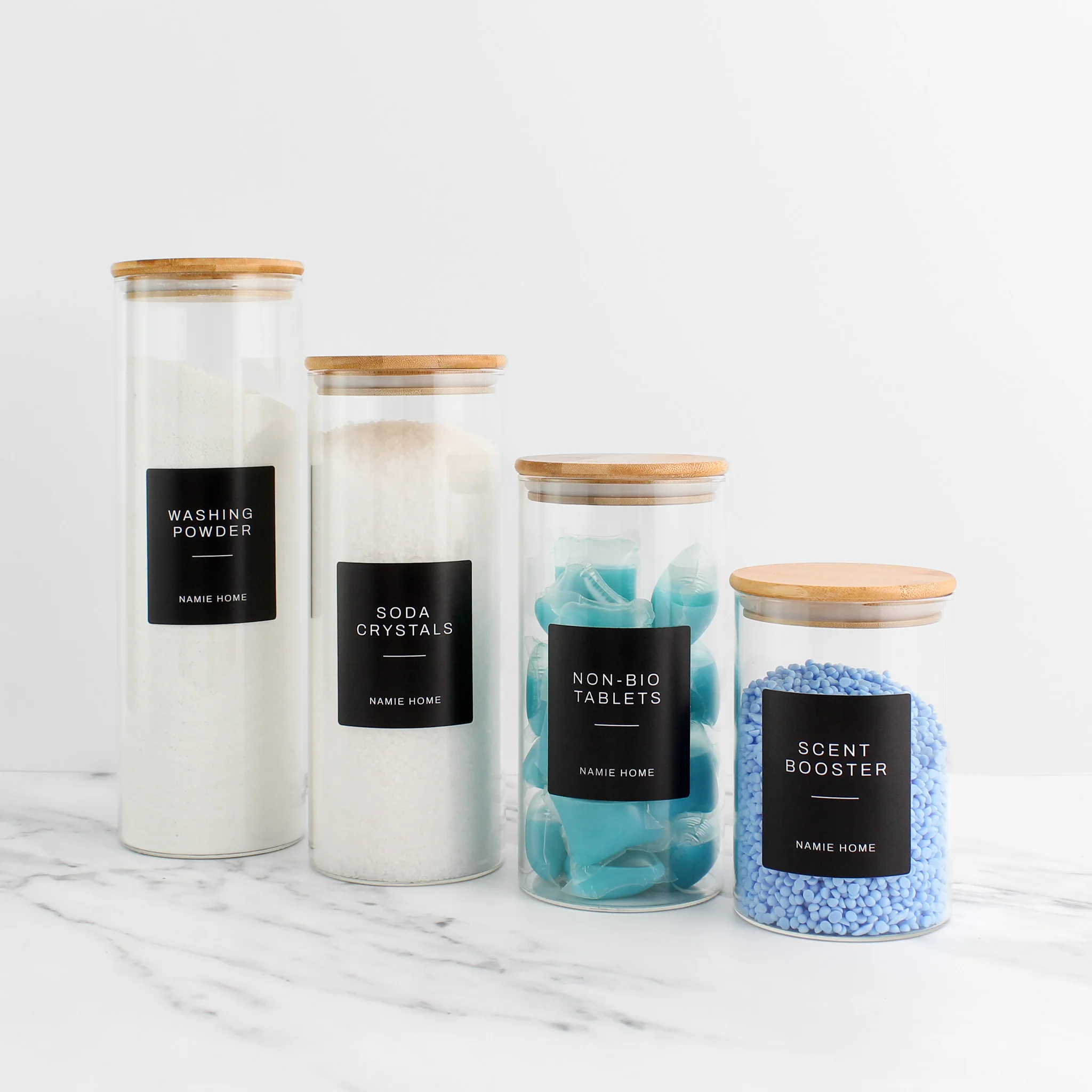 Glass Storage Jar With Bamboo Lid For Laundry - Image 6