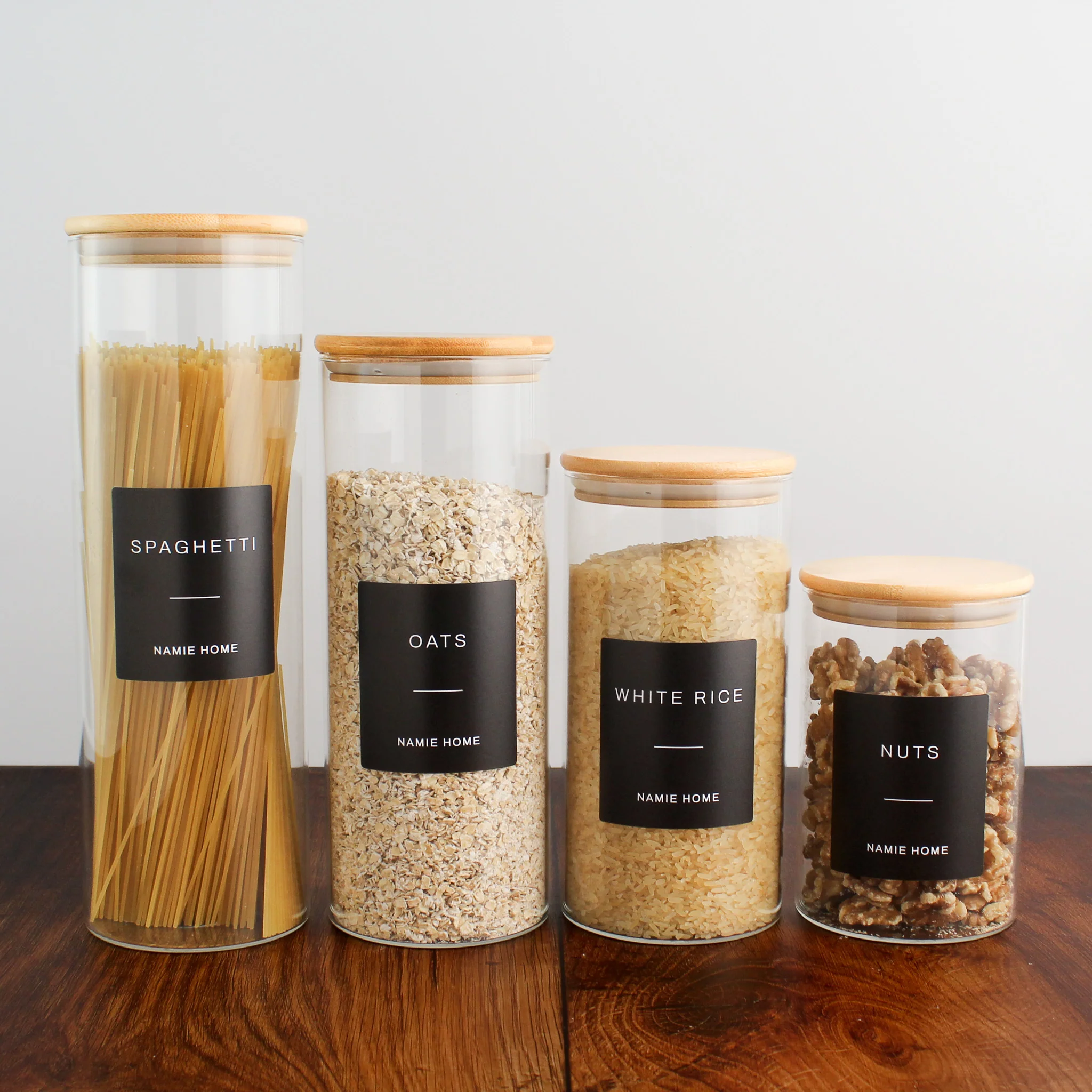 Glass Storage Jar With Bamboo Lid For Pantry - Image 6