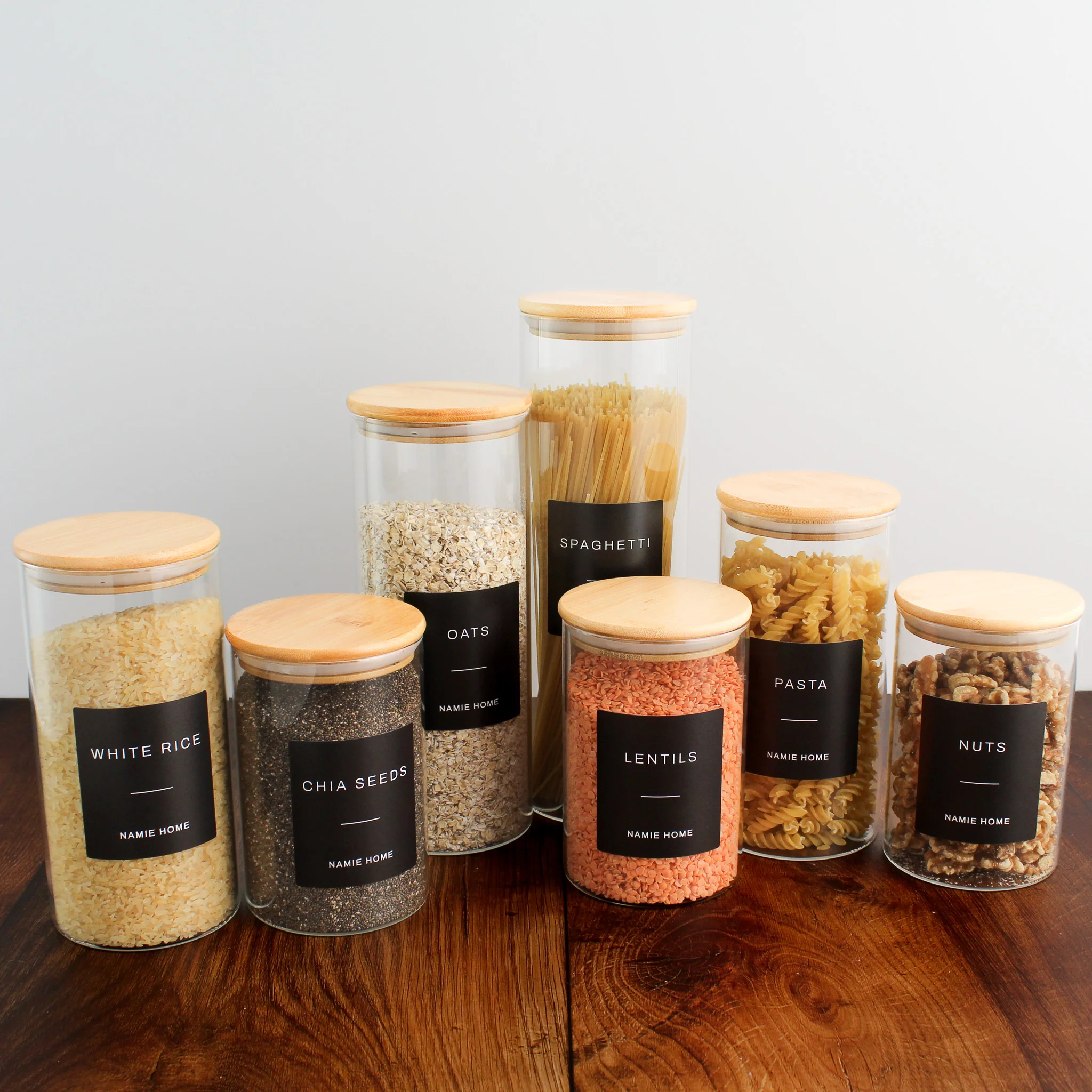 Glass Storage Jar With Bamboo Lid For Pantry - Image 7