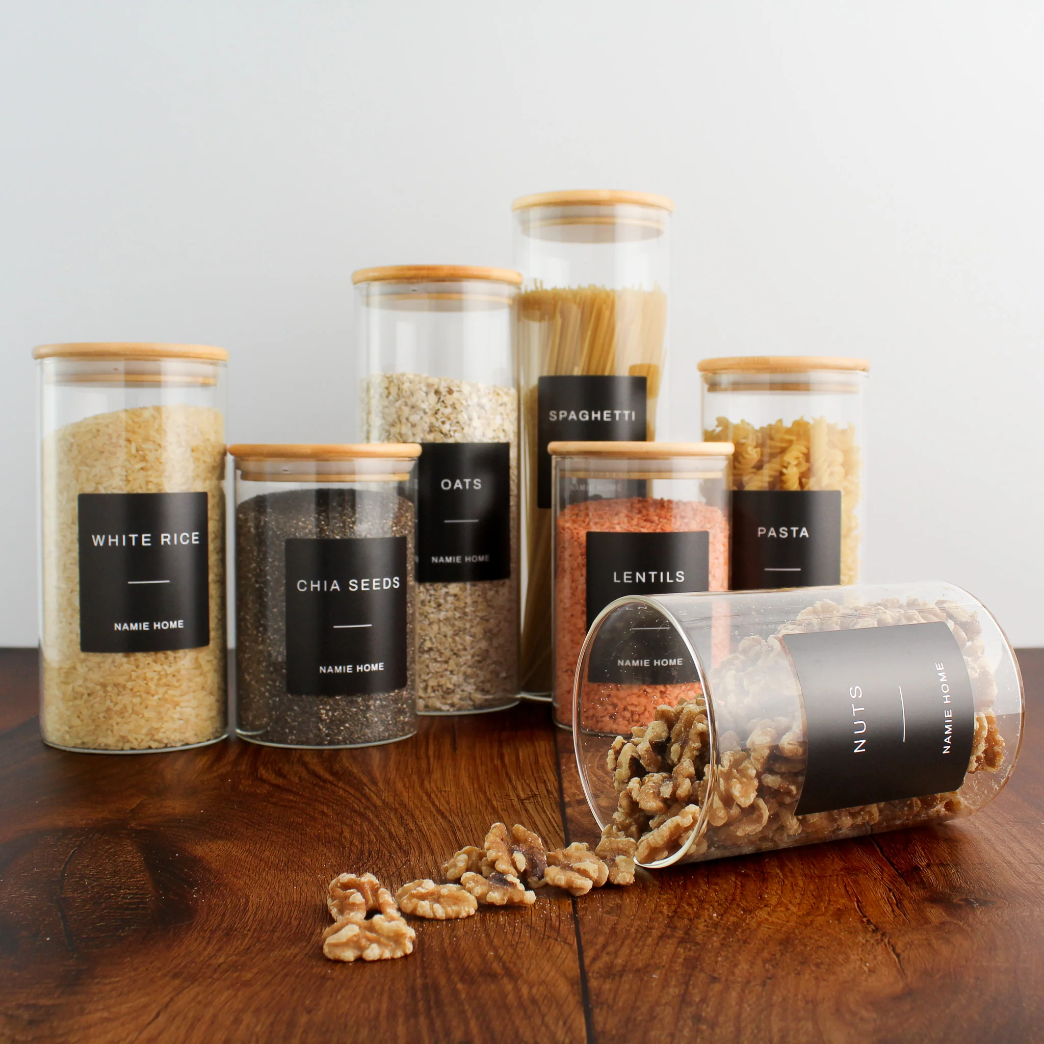 Glass Storage Jar With Bamboo Lid For Pantry - Image 8