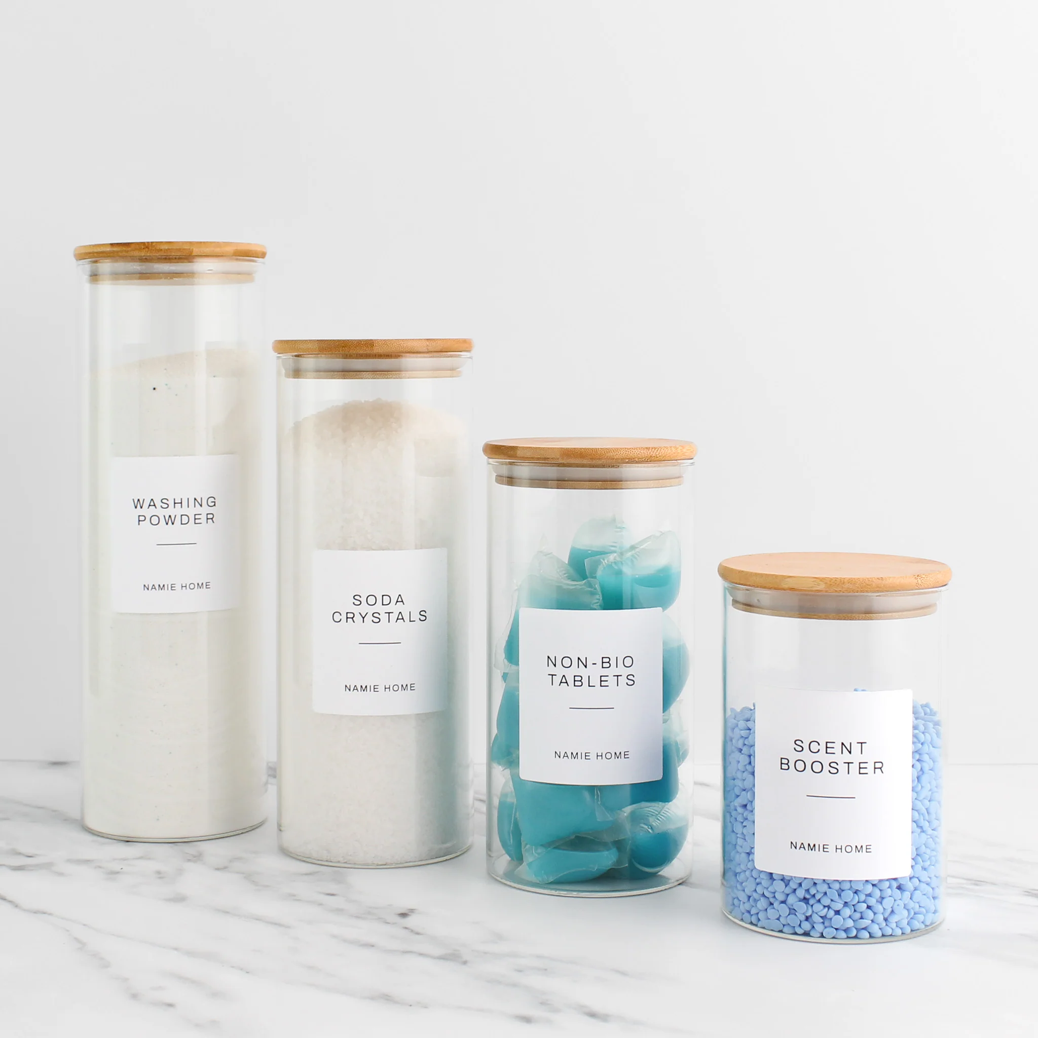 Glass Storage Jar With Bamboo Lid For Laundry - Image 6