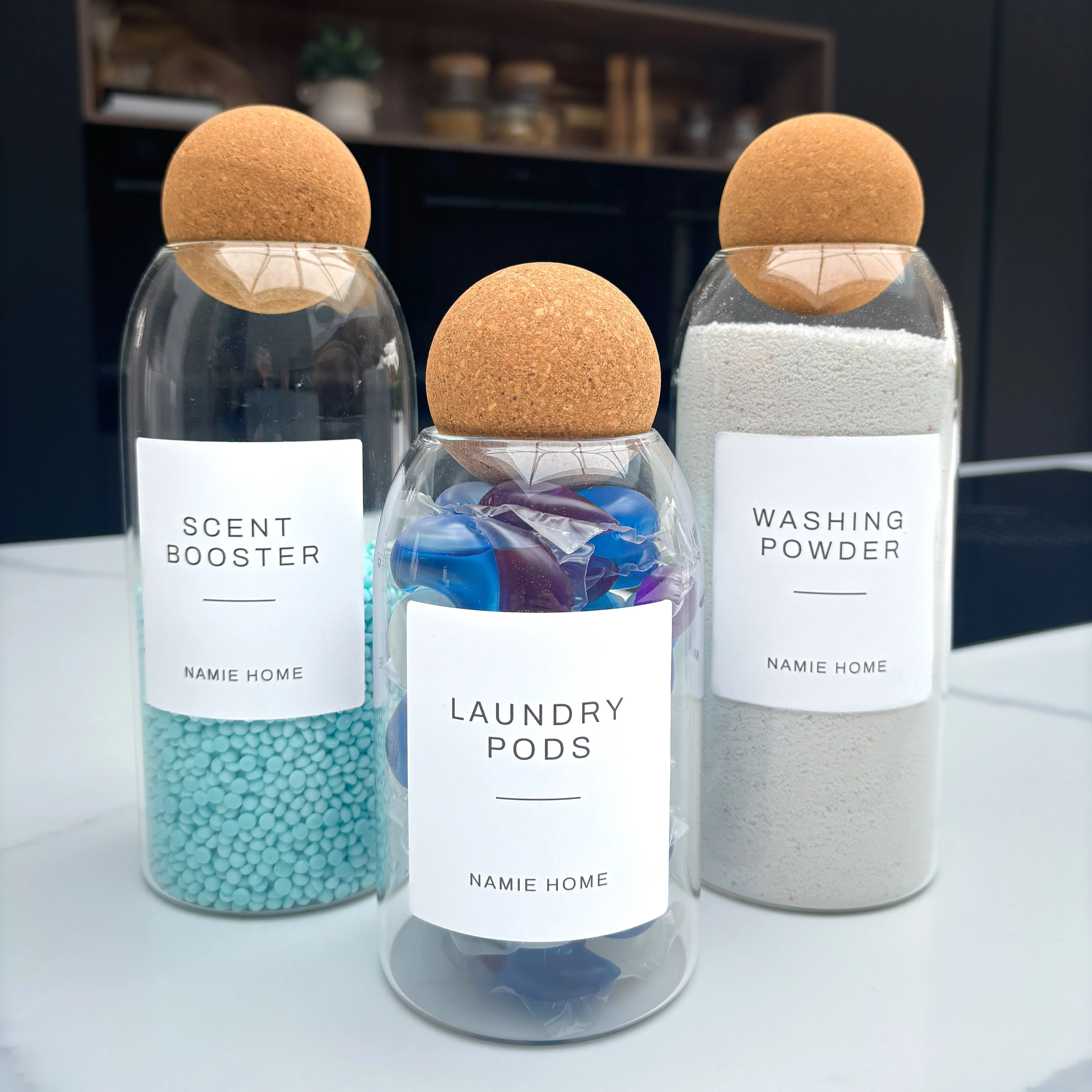 Glass Cork Ball Storage Jar For Laundry - Image 2