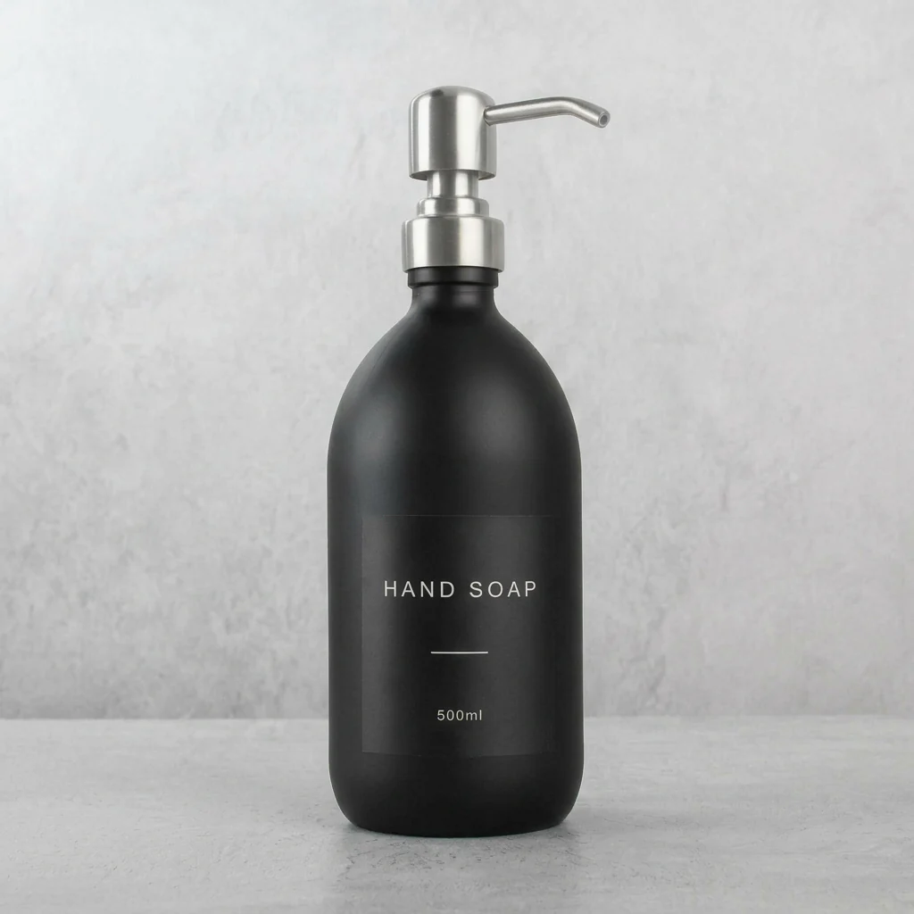 500ml Labelled Matte Black Glass Dispenser - Image 11