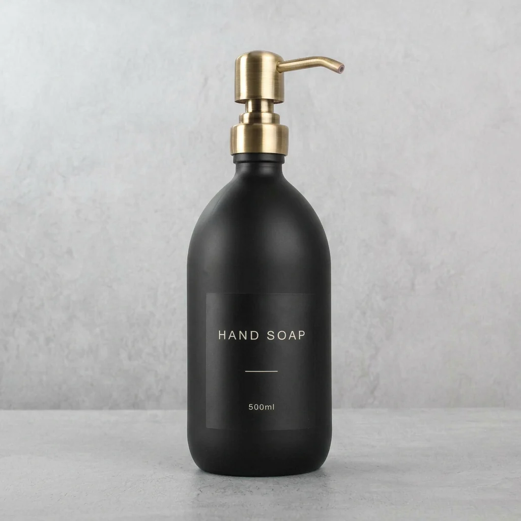 500ml Labelled Matte Black Glass Dispenser - Image 12