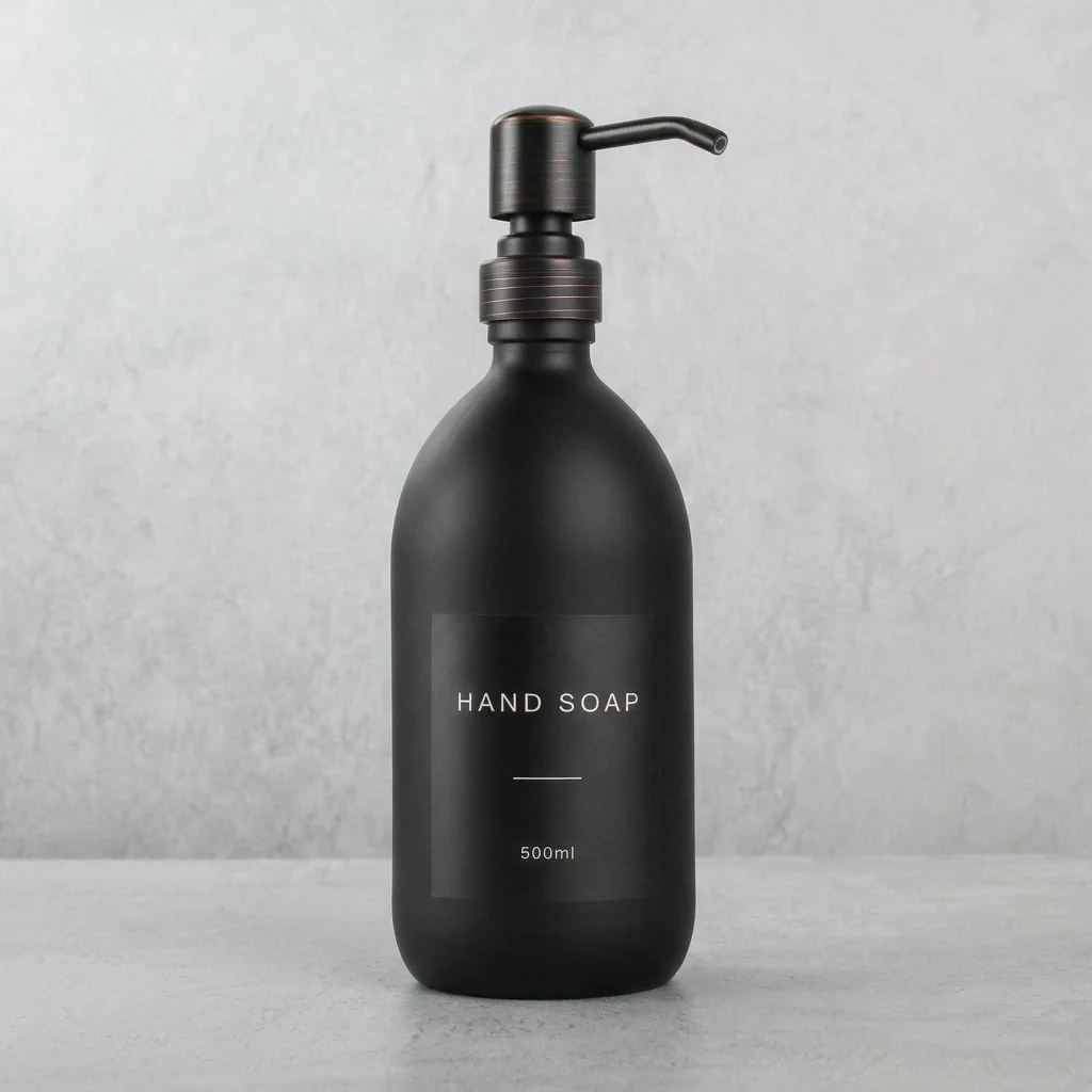 500ml Labelled Matte Black Glass Dispenser - Image 14