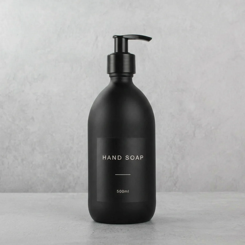500ml Labelled Matte Black Glass Dispenser - Image 15