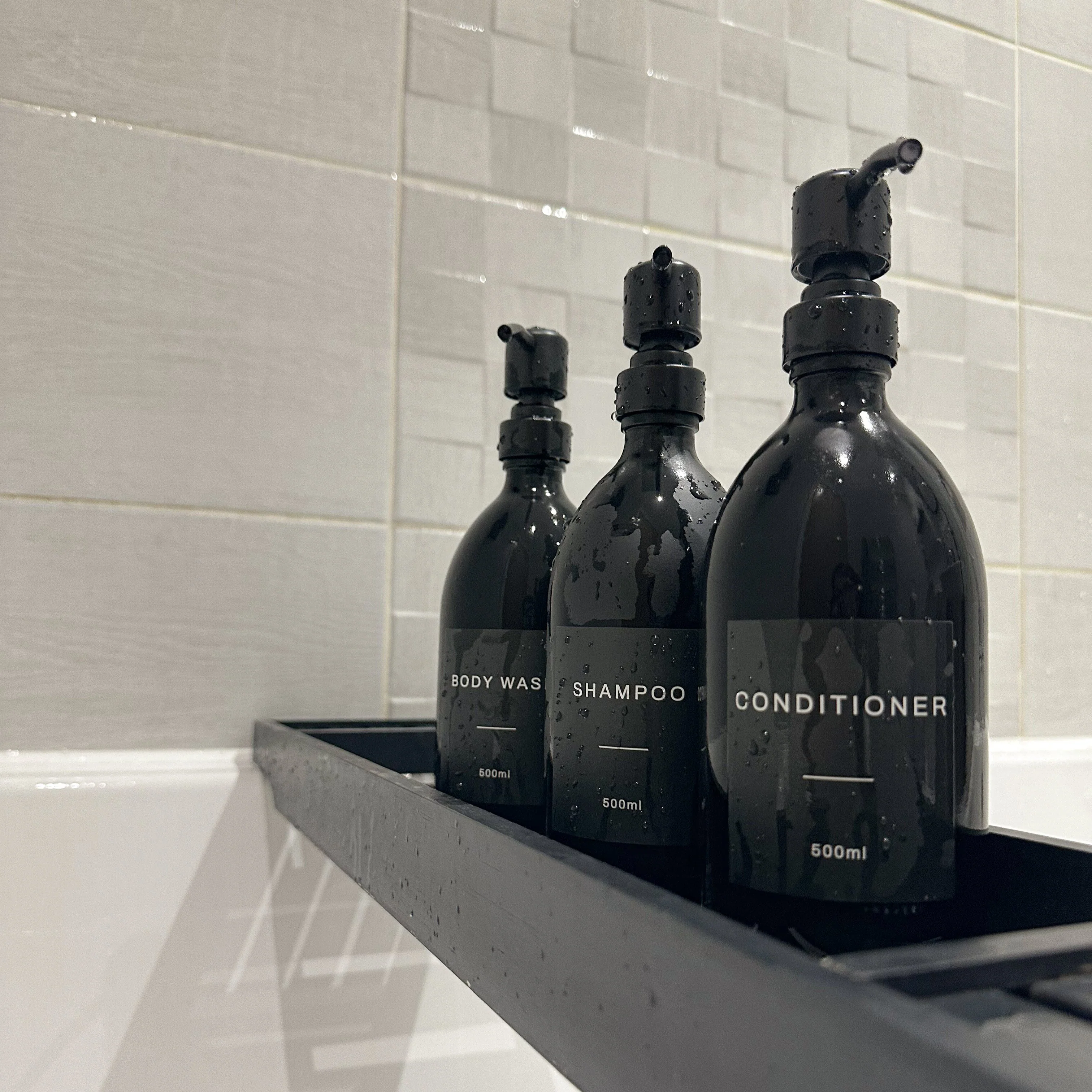 500ml Labelled Matte Black Glass Dispenser - Image 4