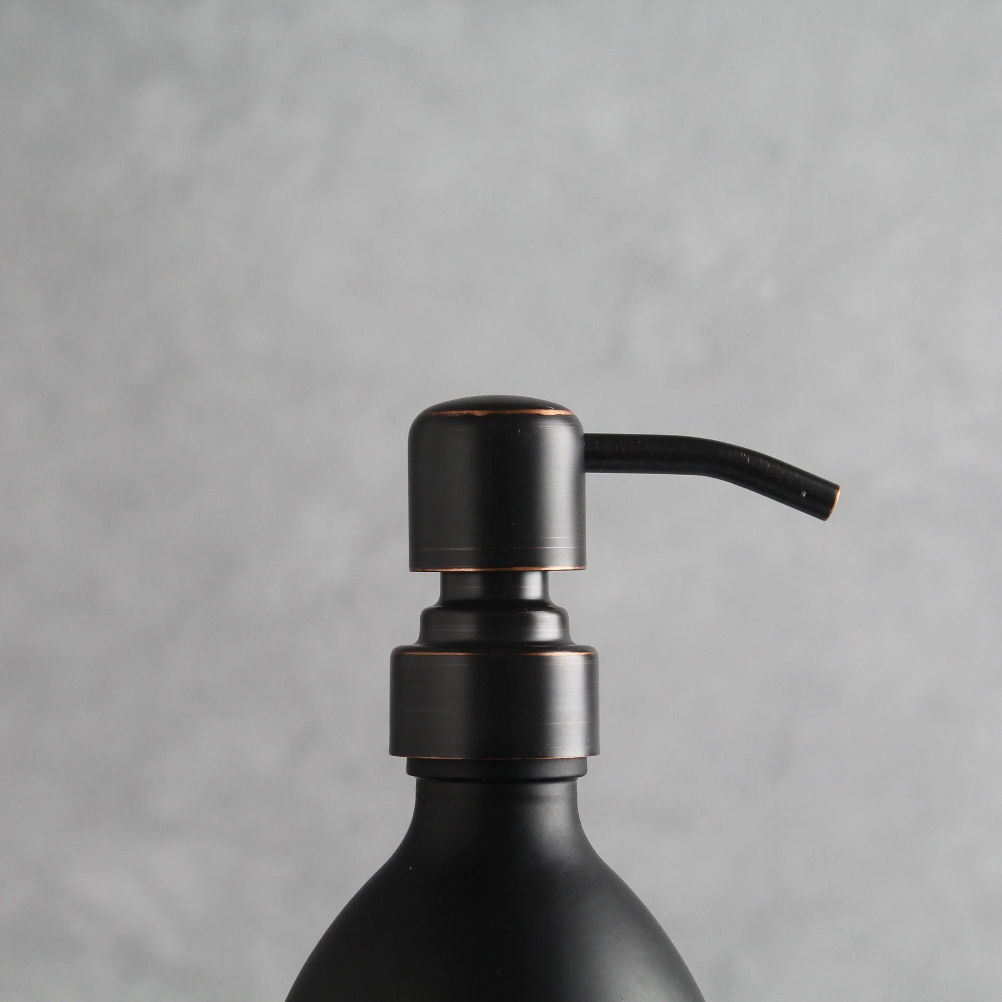 Labelled Matte Black Glass Dispenser Bottle With Black/Copper Pump - Image 6