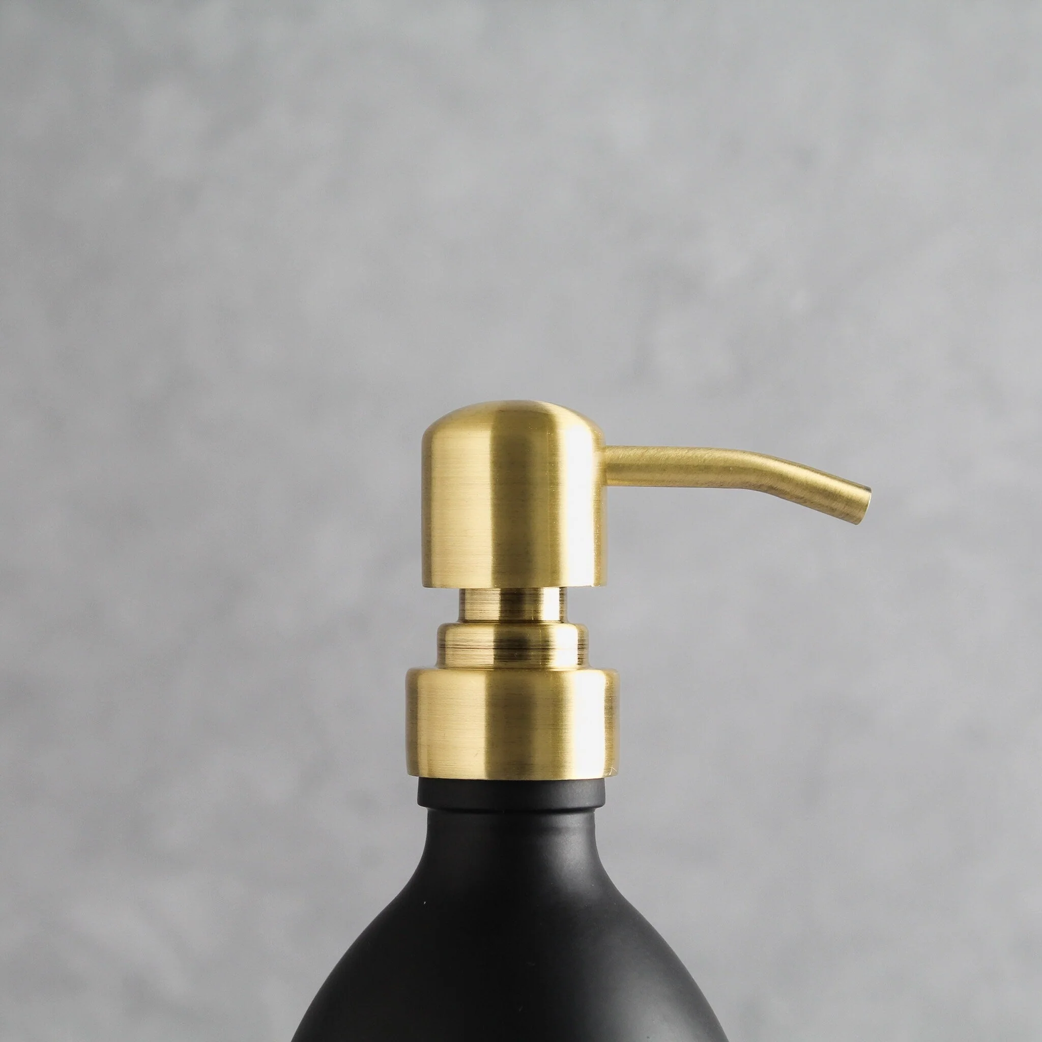 Labelled Matte Black Glass Dispenser Bottle With Gold Pump - Image 6