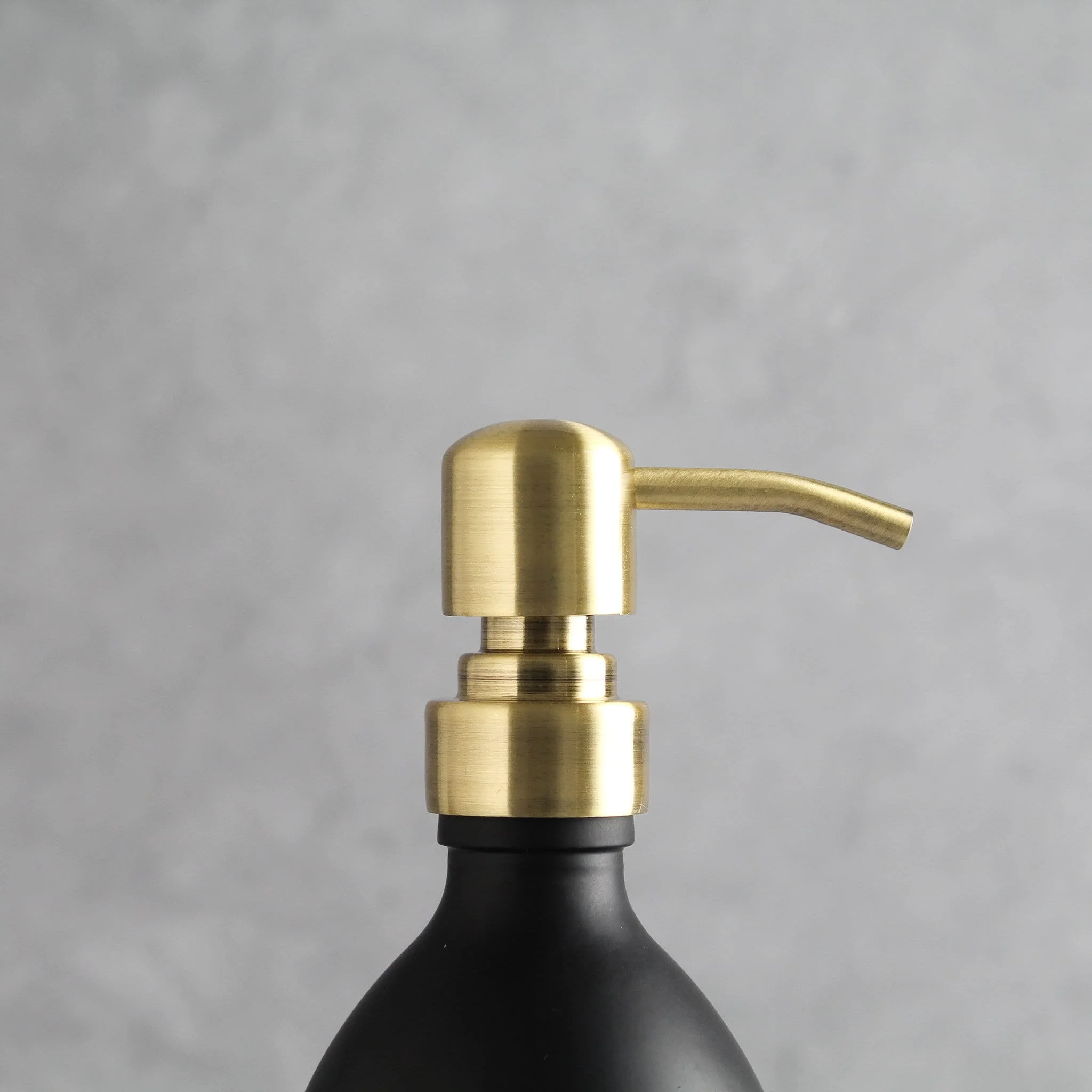 Labelled Matte Black Glass Dispenser Bottle With Gold Pump - Image 6
