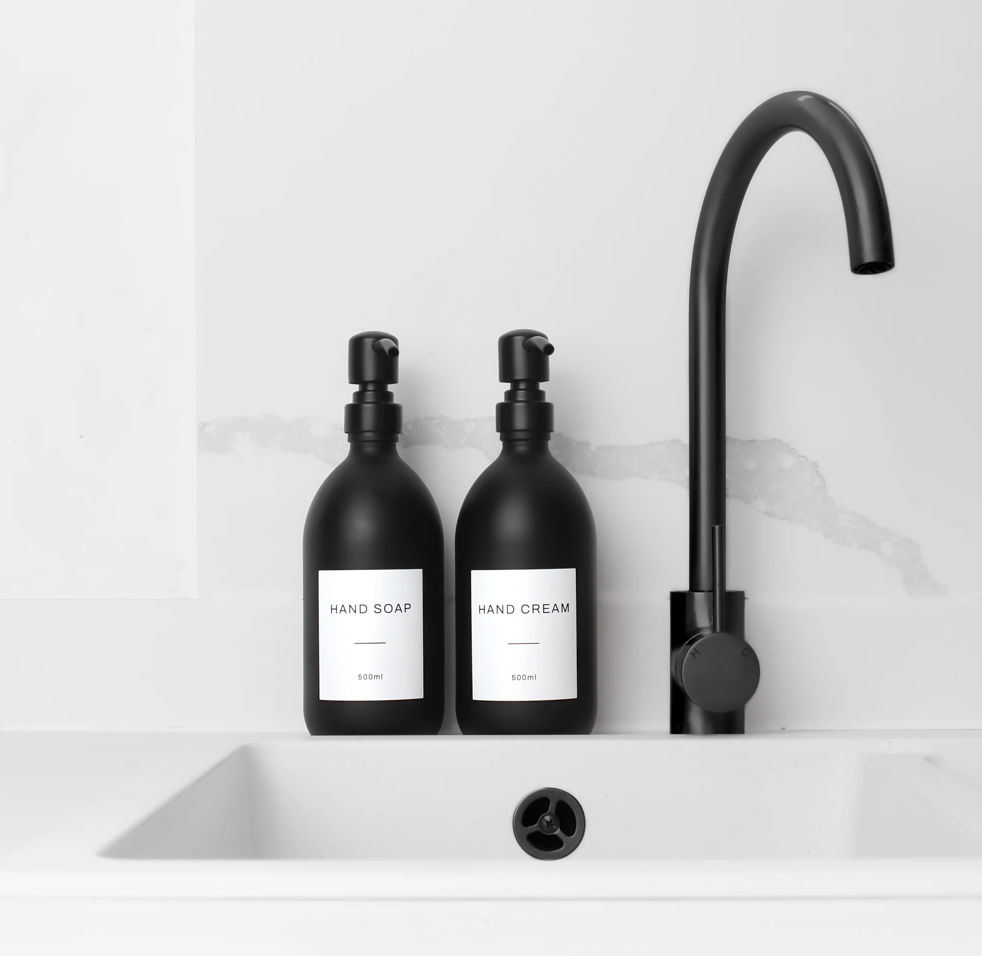 Hand Soap & Hand Cream Matte Black Glass Set - Image 7