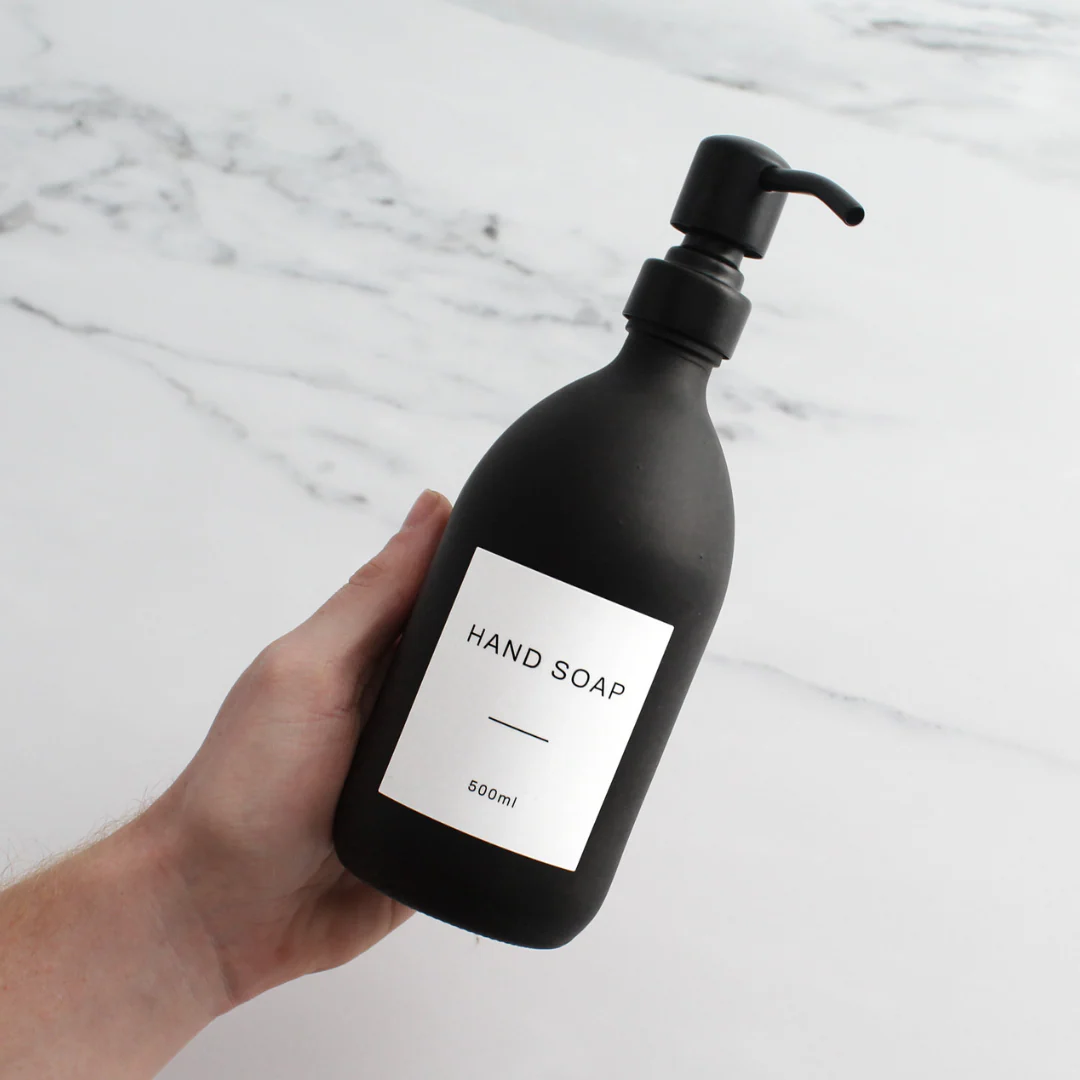 500ml Labelled Matte Black Glass Dispenser - Image 11